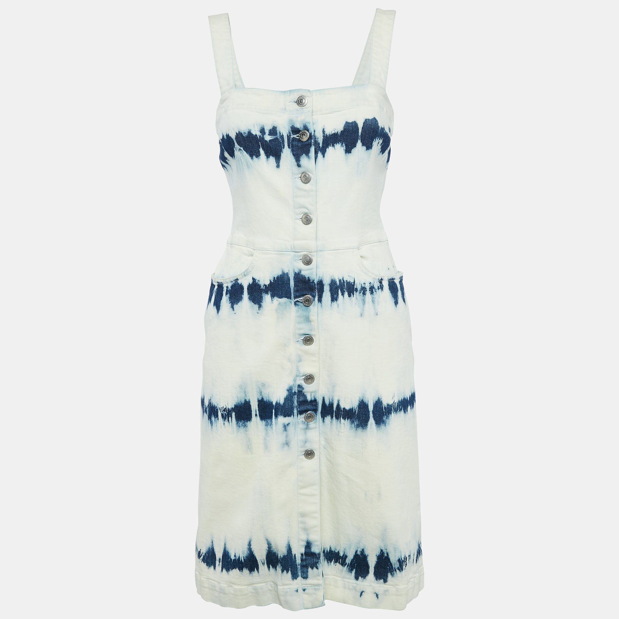 

Stella McCartney Blue Tie-Dye Denim Button Front Short Dress S