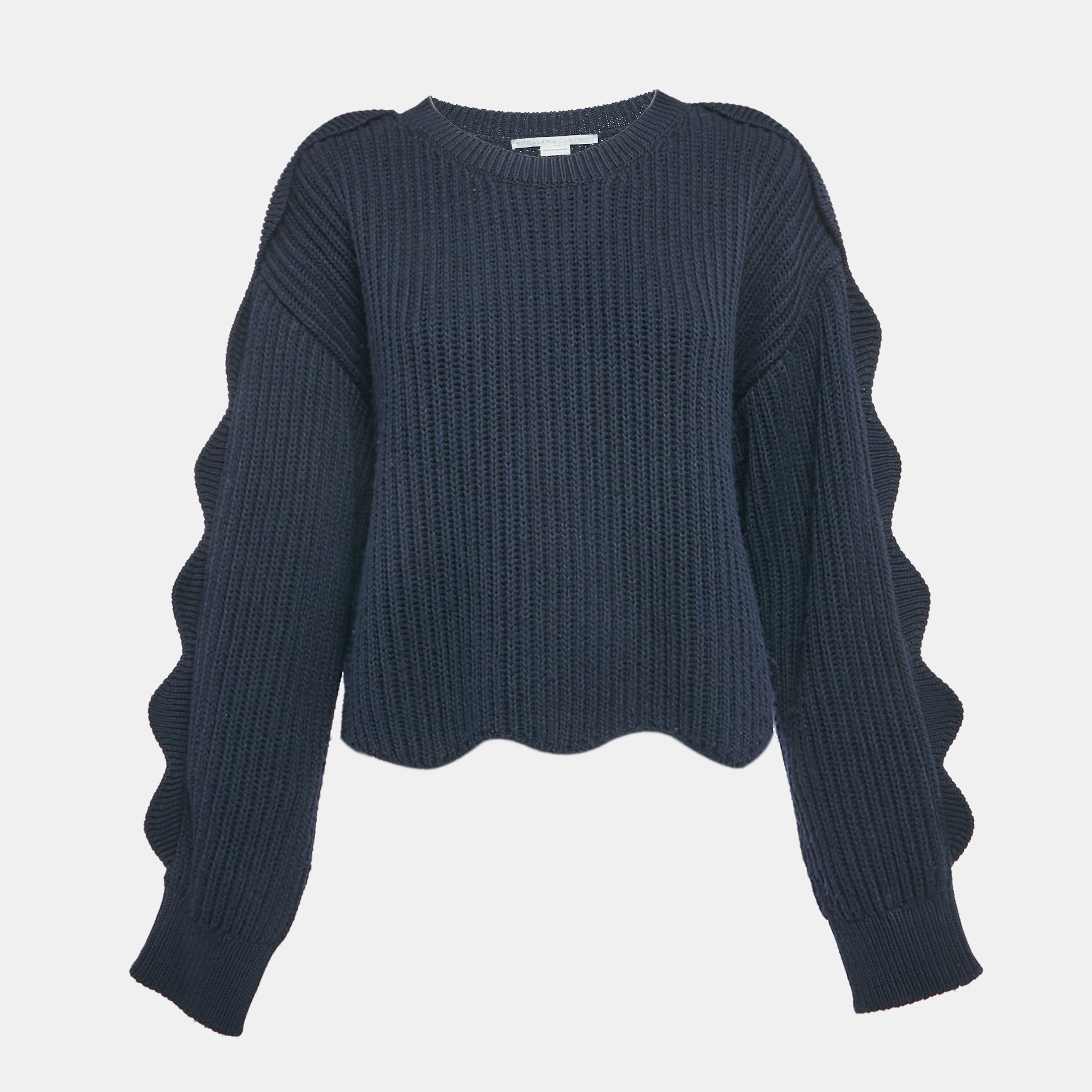 

Stella McCartney Navy Blue Cotton Blend Scallop Detail Sweater S