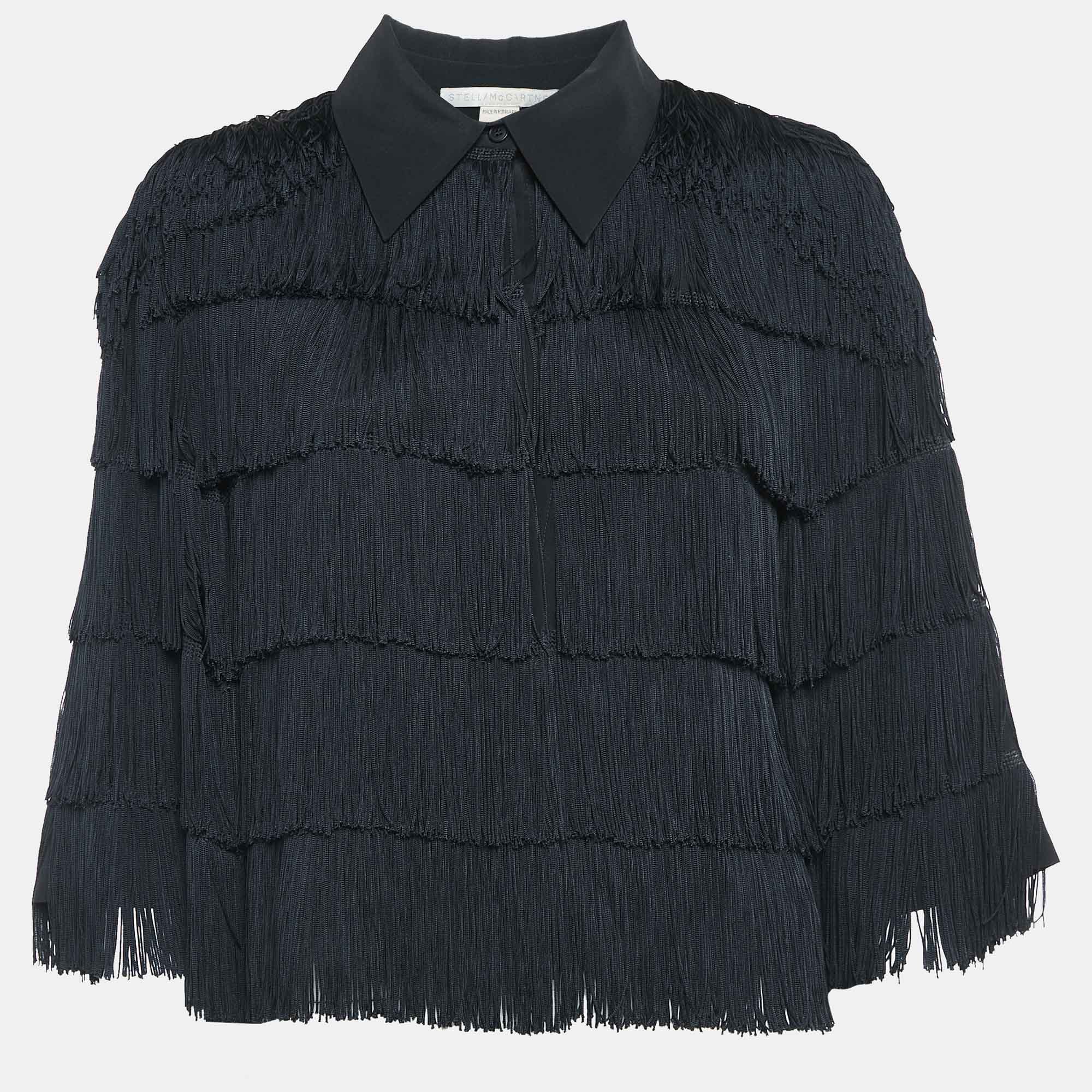 

Stella McCartney Black Tasseled Chiffon Shirt L