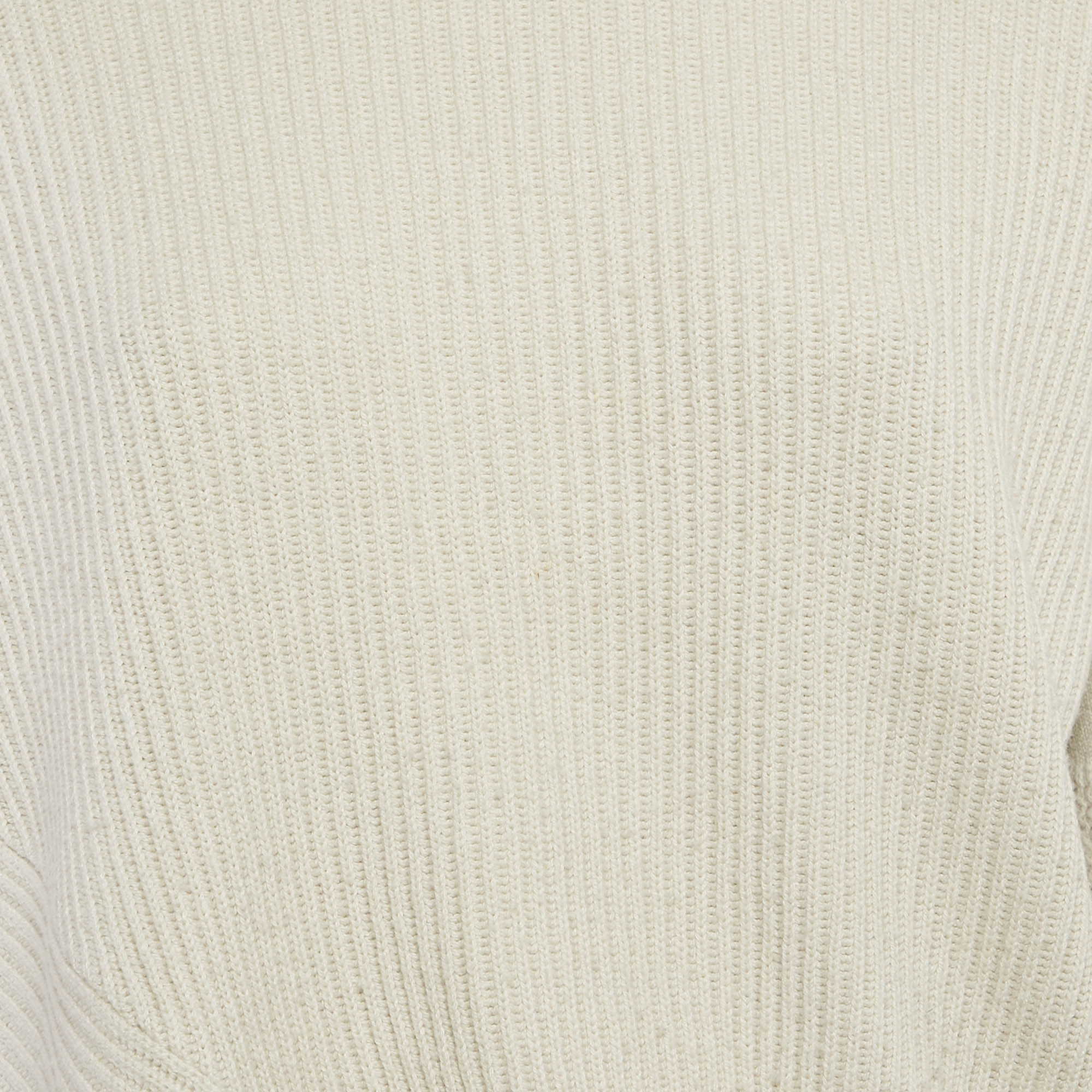 Stella McCartney Light Grey Lace Trim Rib Knit Asymmetric Sweater S 