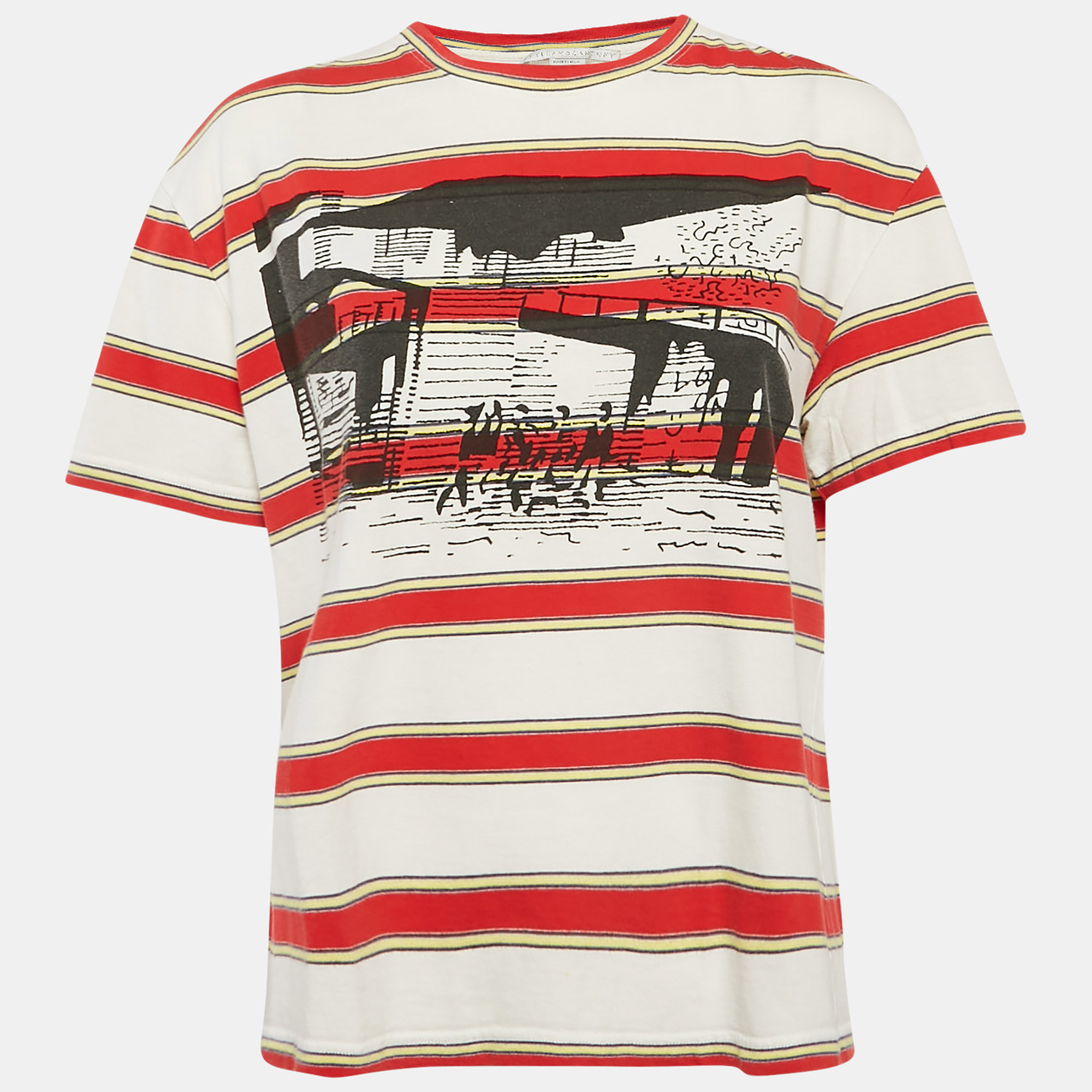 

Stella McCartney Multicolor Striped Print Crew Neck T-Shirt M