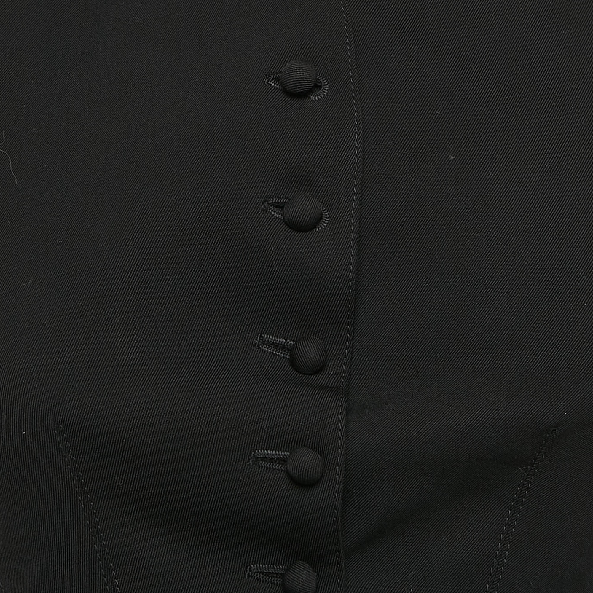 Stella McCartney Black Gabardine Microtails Crop Wool Jacket M 