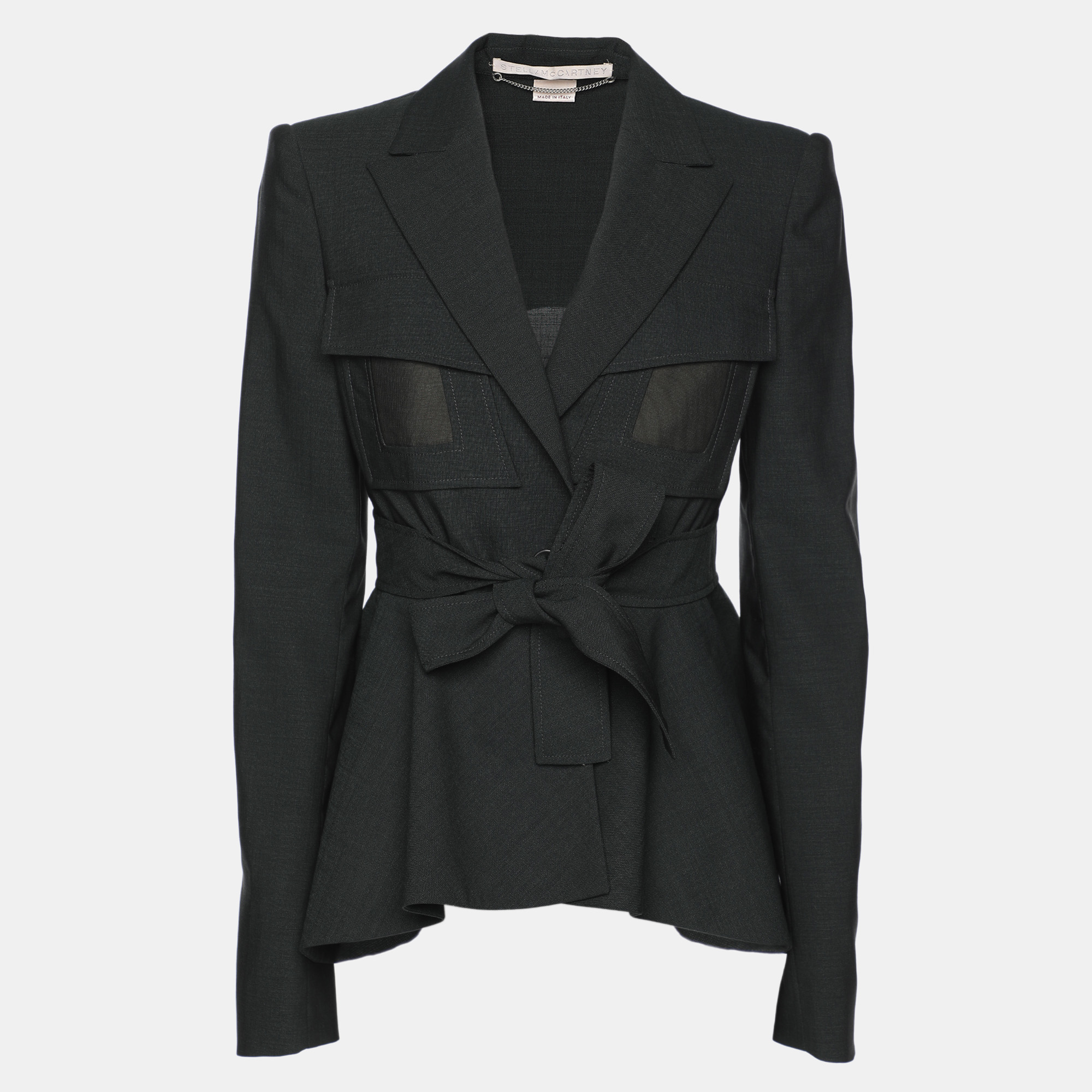 

Stella McCartney Dark Grey Wool Blend Belted Blazer S