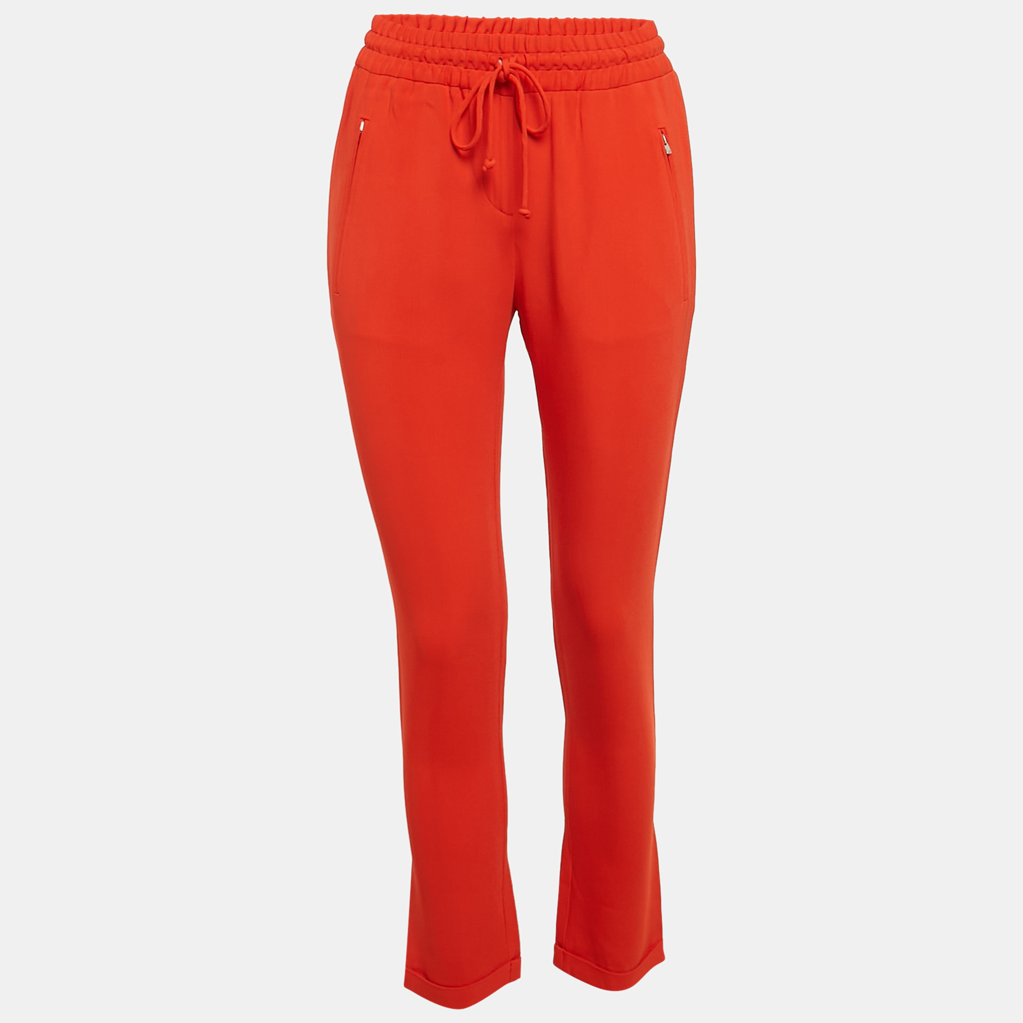 

Stella McCartney Orange Crepe Drawstring Trousers XS