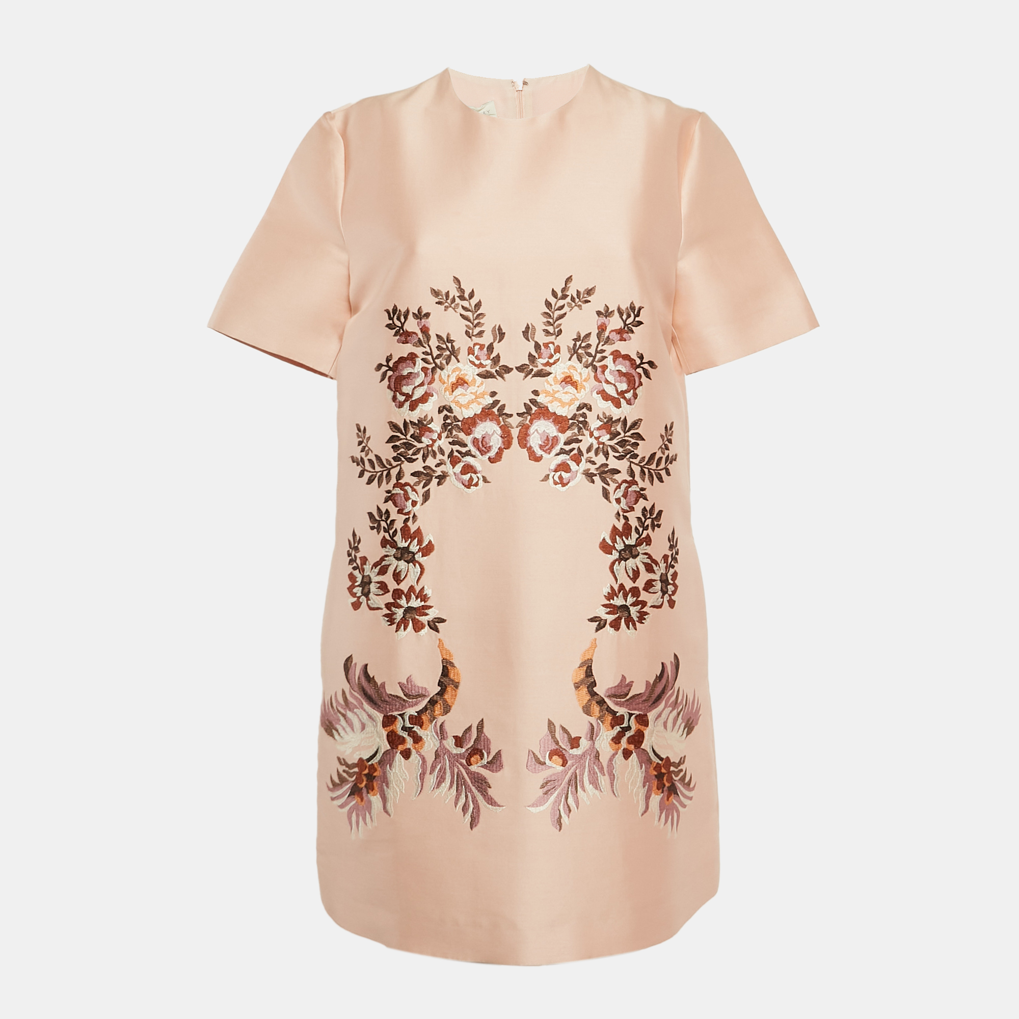 

Stella McCartney Peachy Pink Laycie Floral Embroidery Cotton Blend Mini Dress M