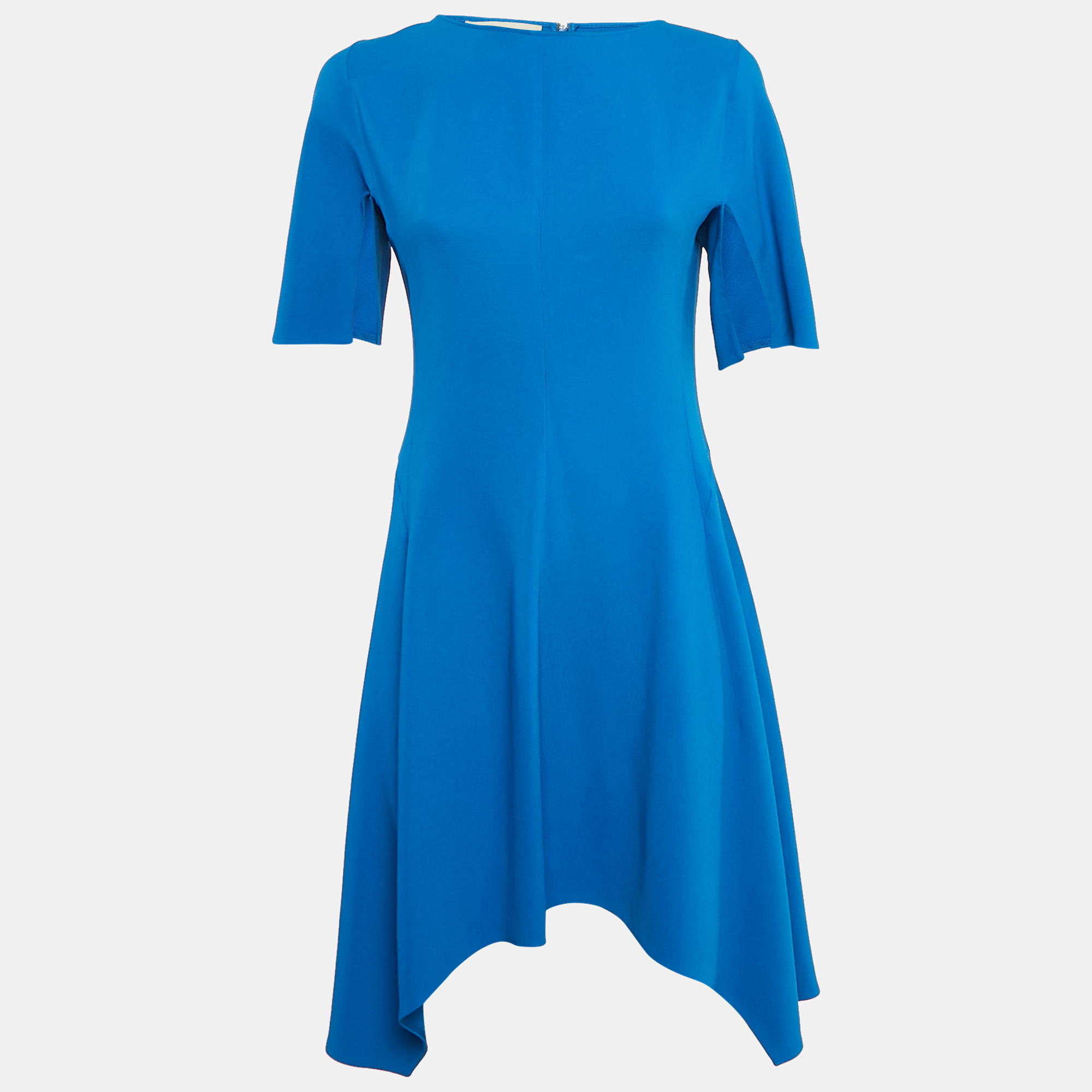 

Stella McCartney Blue Stretch Crepe Asymmetric Mini Dress S