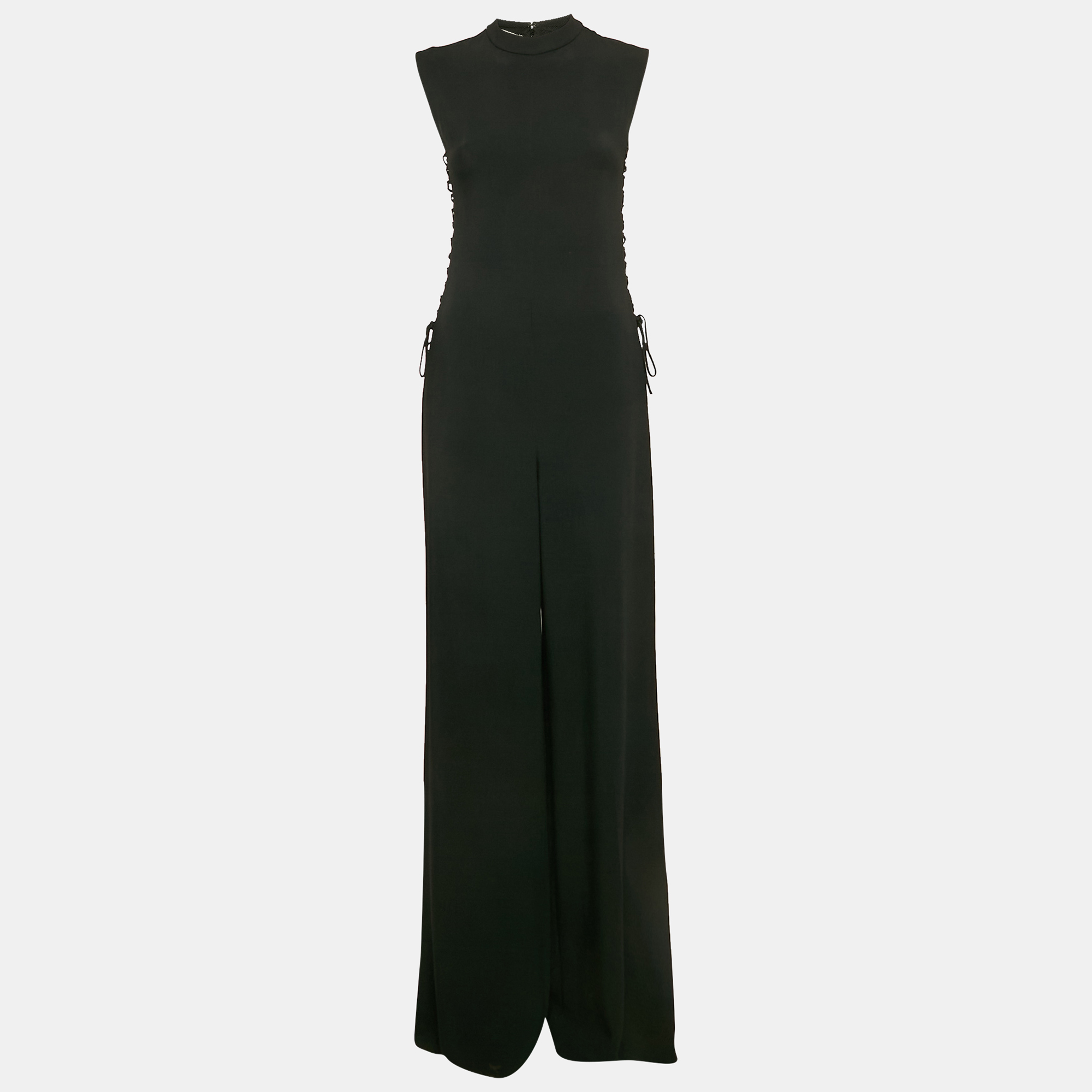 

Stella McCartney Black Crepe Tie Detail Sleeveless Jumpsuit S