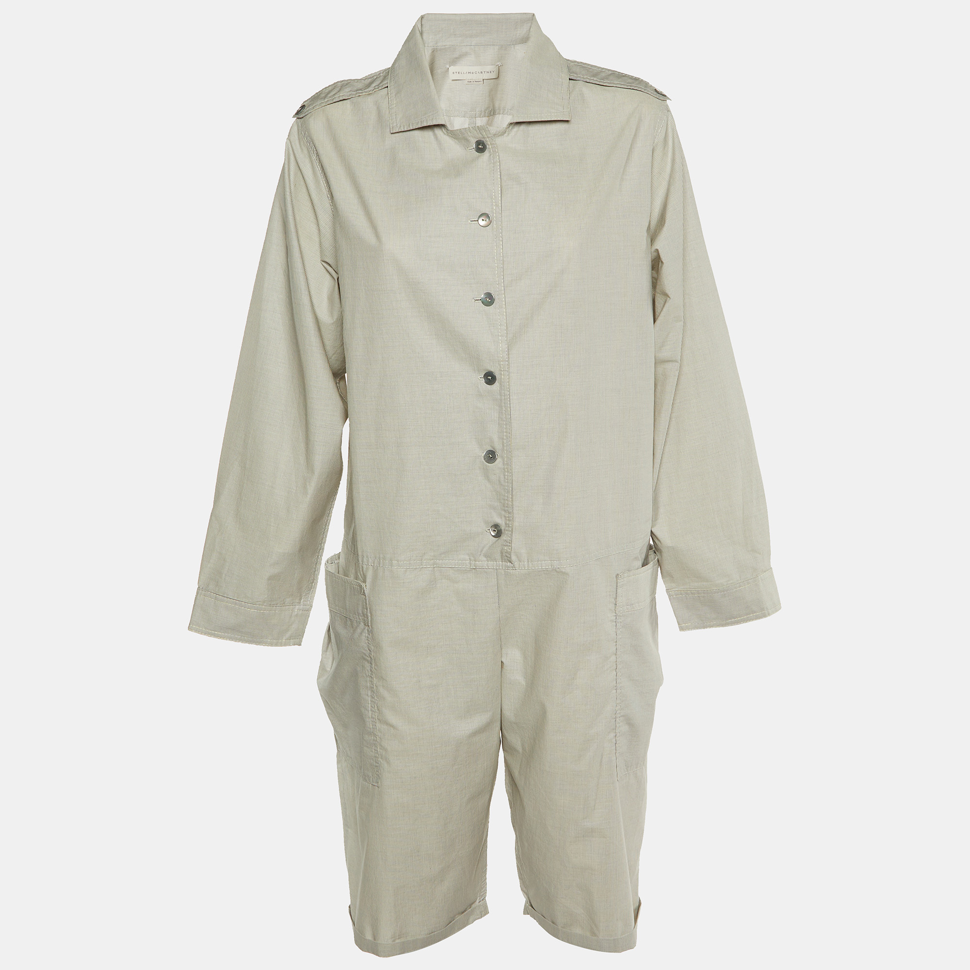 

Stella McCartney Light Grey Striped Cotton Playsuit S
