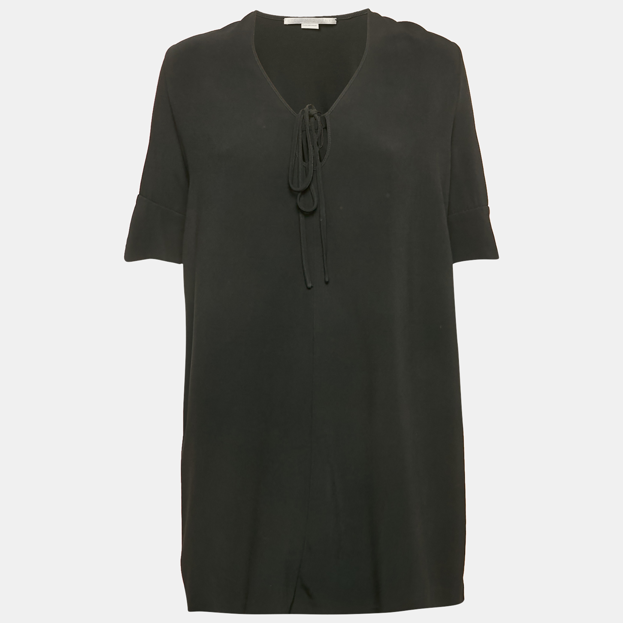 

Stella McCartney Black Crepe Tie-Up Detail Mini Dress S