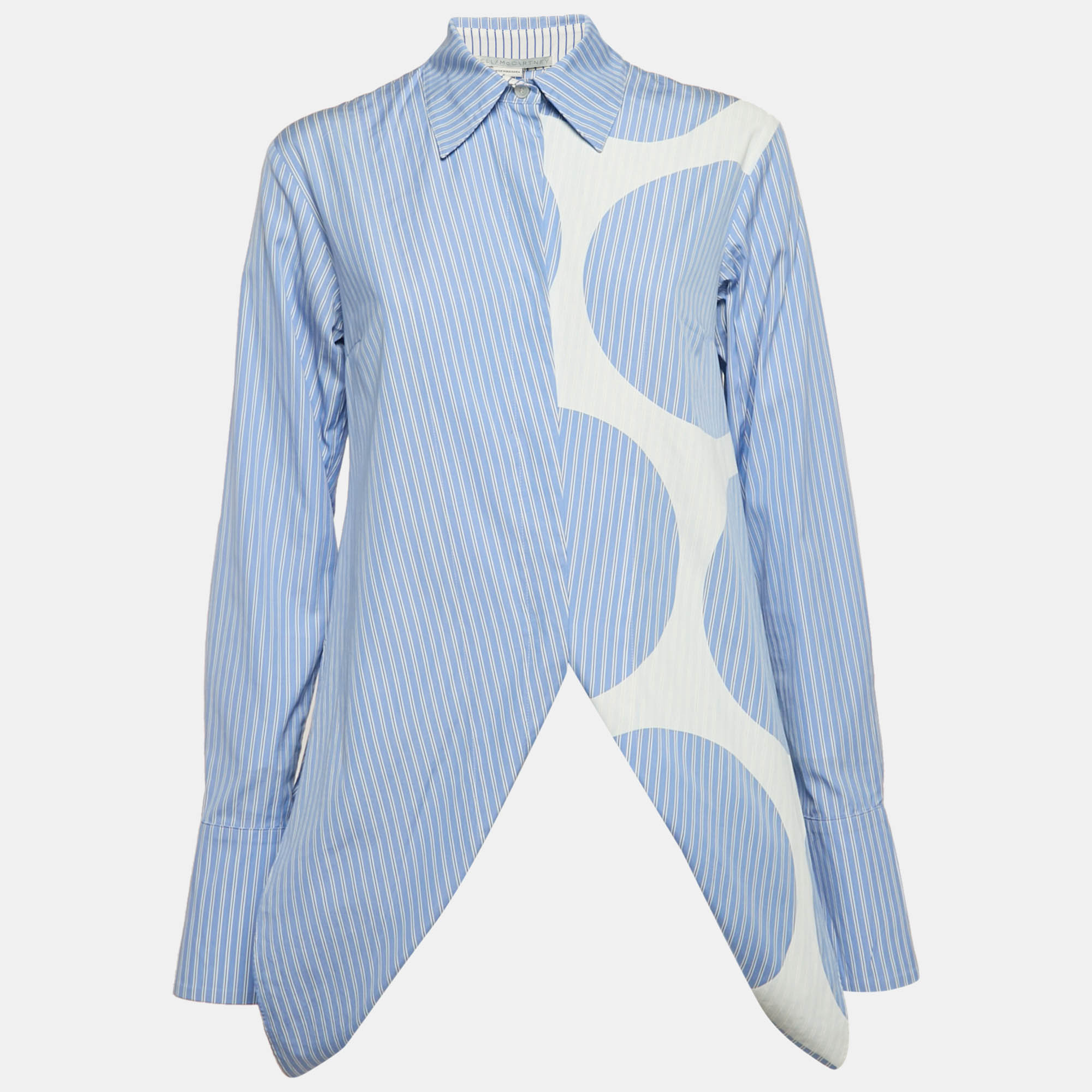 

Stella McCartney Blue Stripe Cotton Asymmetric Shirt XS