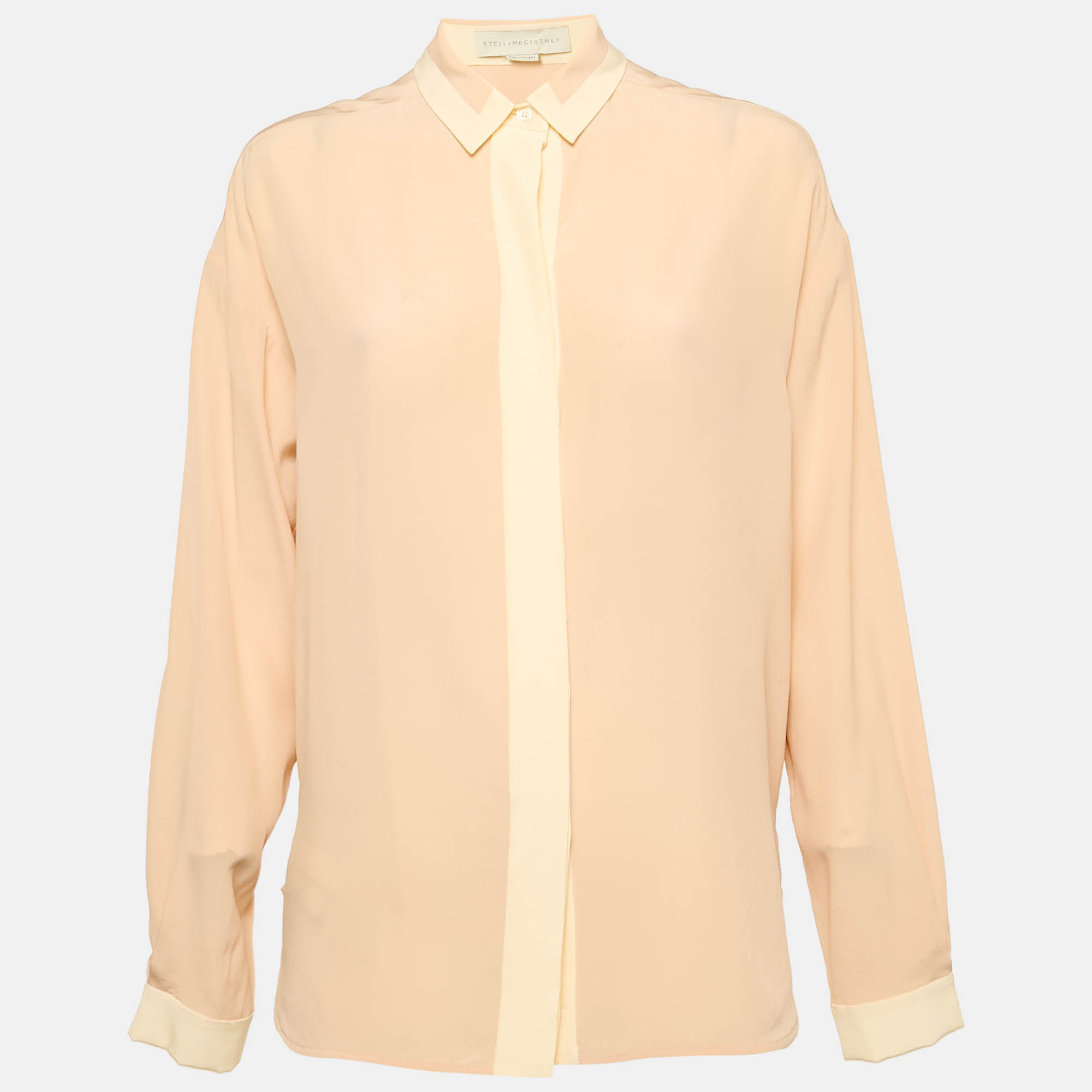 

Stella McCartney Pink Silk Long Sleeve Shirt S, Beige