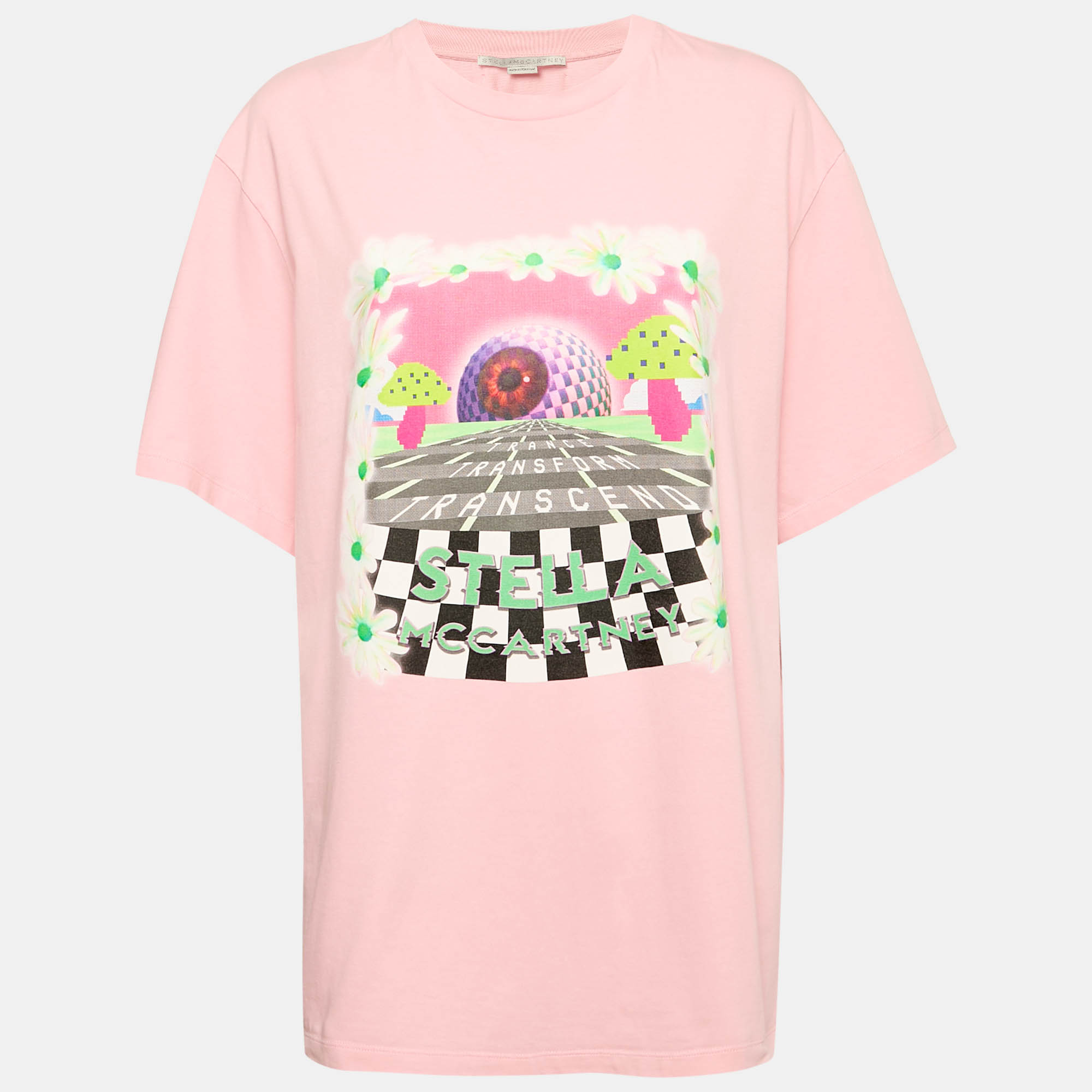 

Stella McCartney Pink Printed Cotton Day Tripper Oversized T-Shirt M