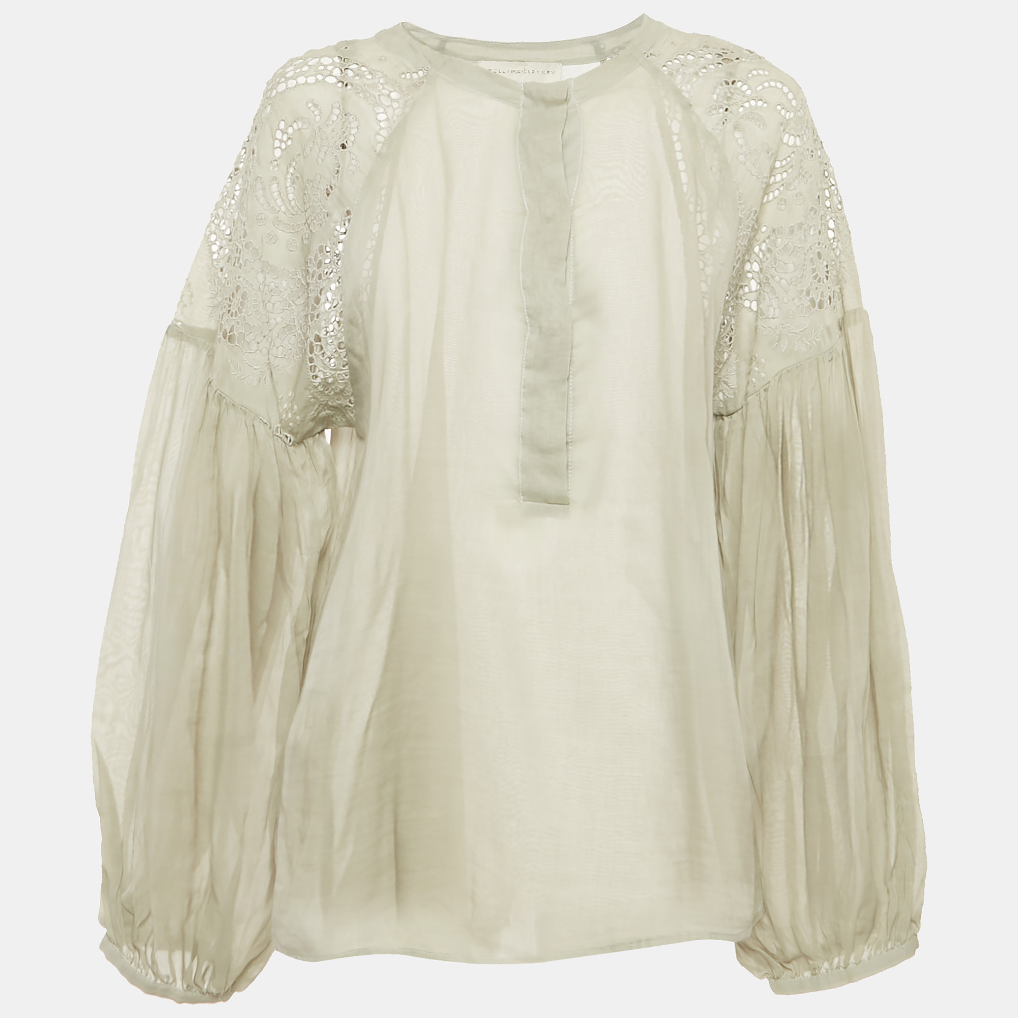 

Stella McCartney Grey Broderie Anglaise Cotton Blouse S
