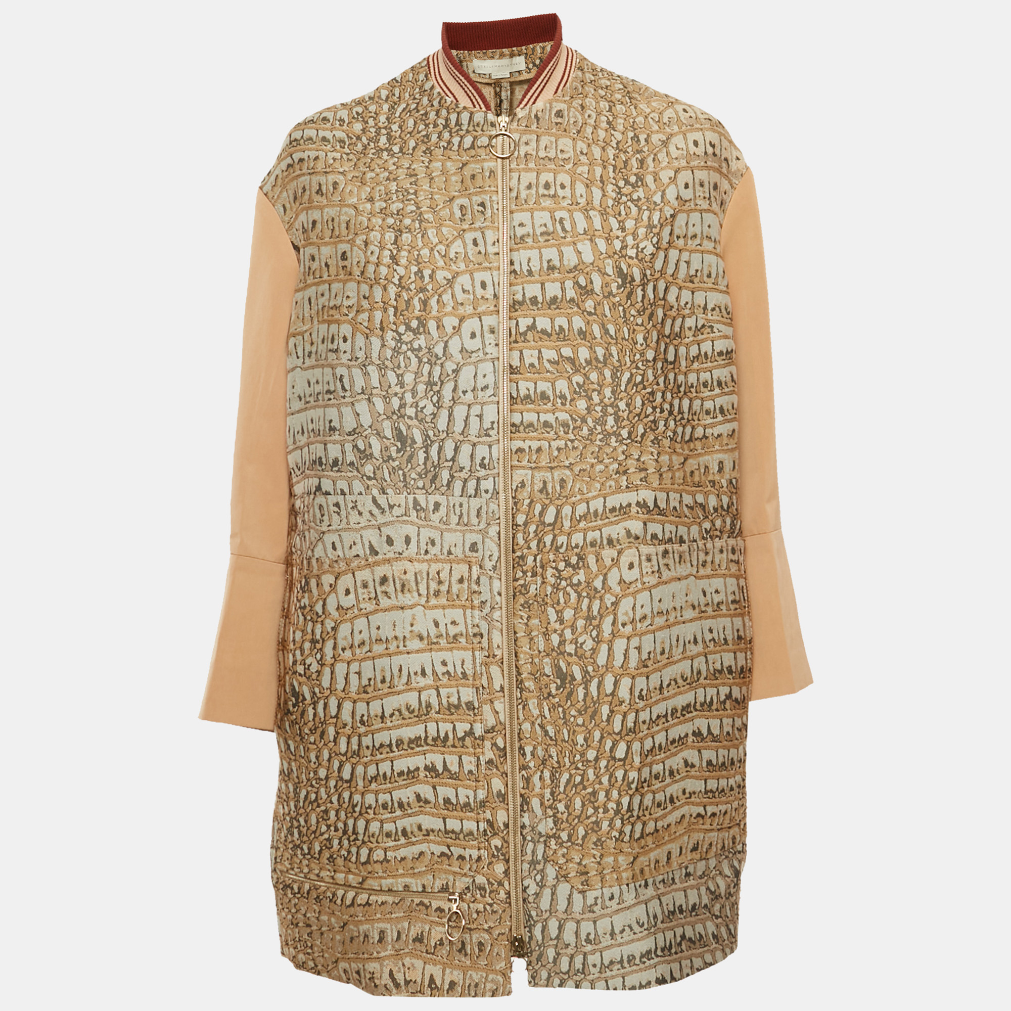 

Stella McCartney Beige Jacquard and Cotton Zip-Up Jacket S, Brown