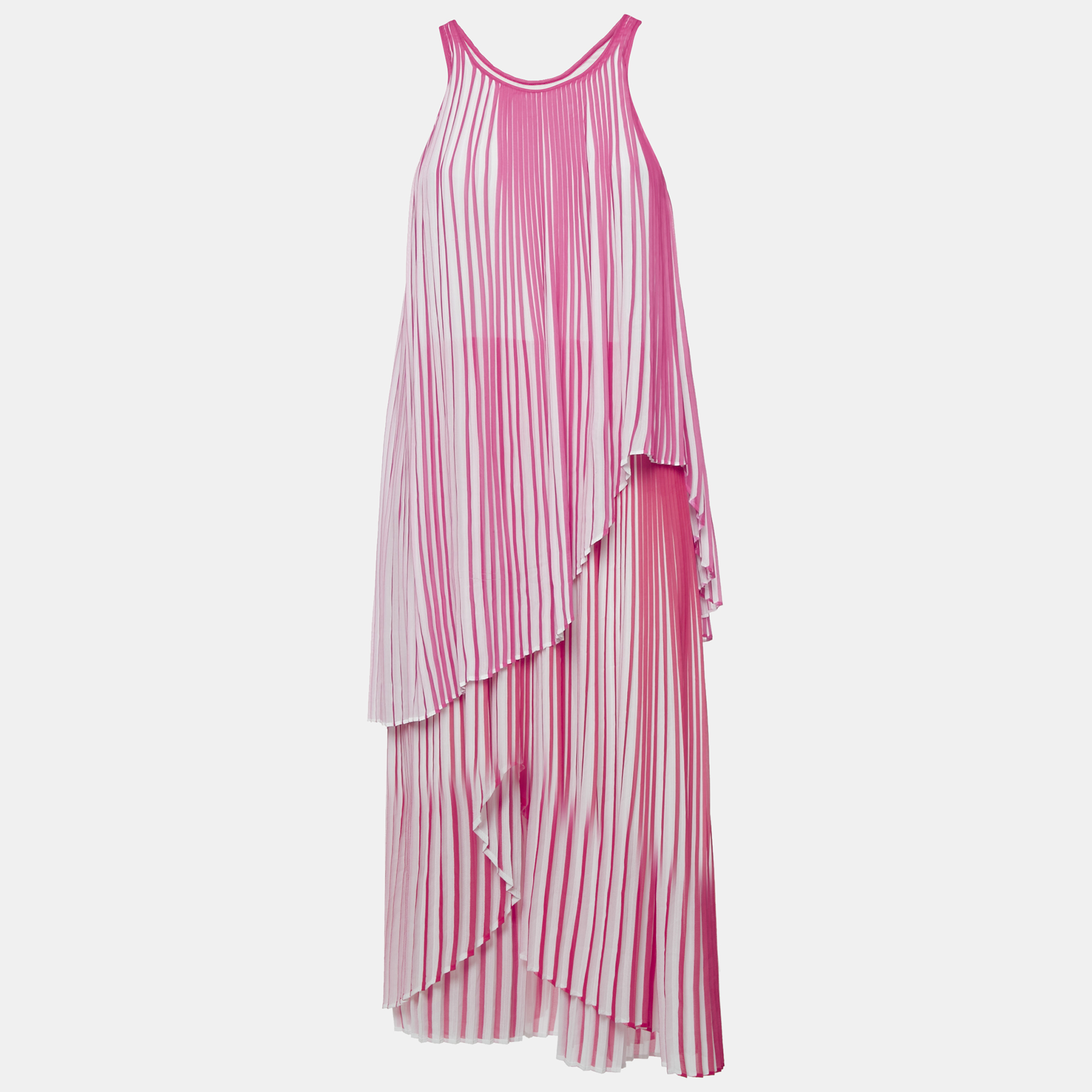 

Stella McCartney Pink/Red Pleated Crepe Sleeveless Dress M
