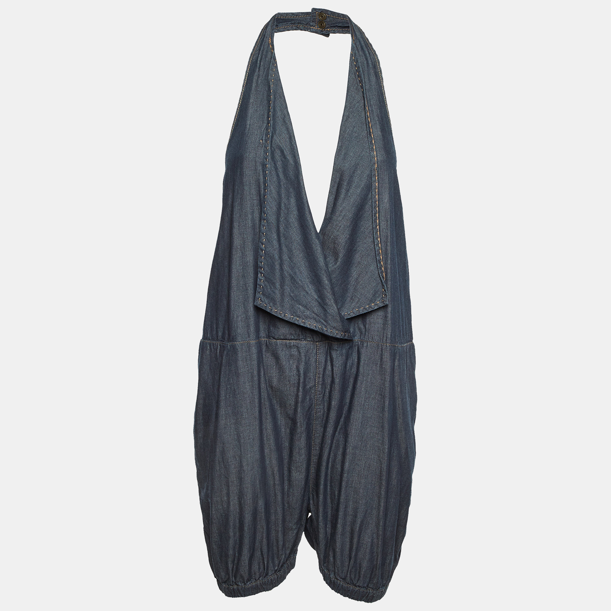 

Stella McCartney Blue Cotton Halter Neck Backless Playsuit M