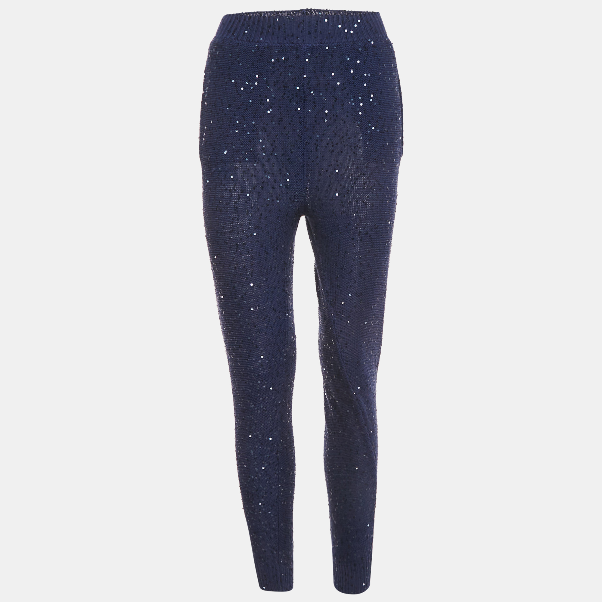 

Stella McCartney Blue Sequin Cotton Knit Jogger Pants S