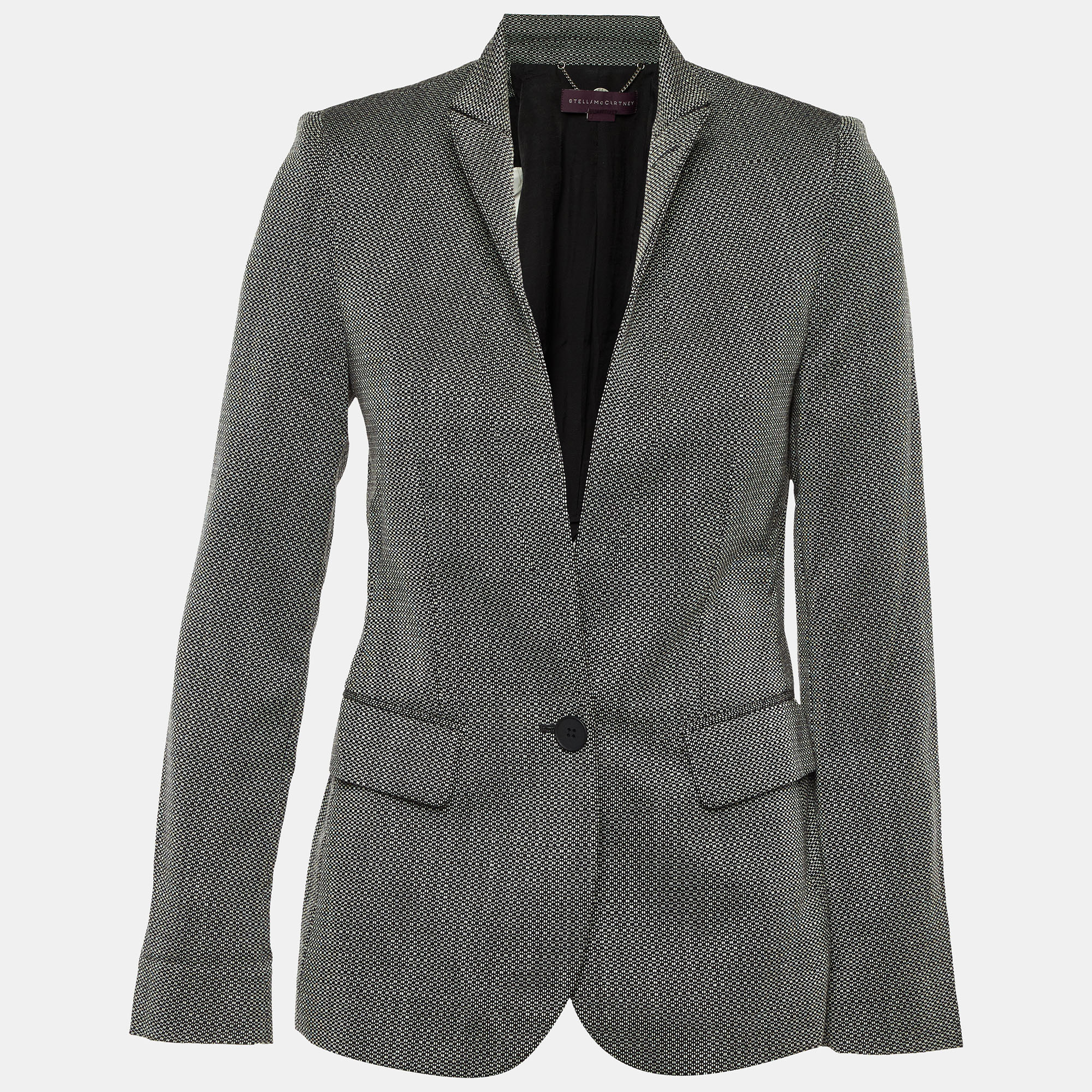 Pre-owned Stella Mccartney Black Patterned Wool Single Breasted Blazer S