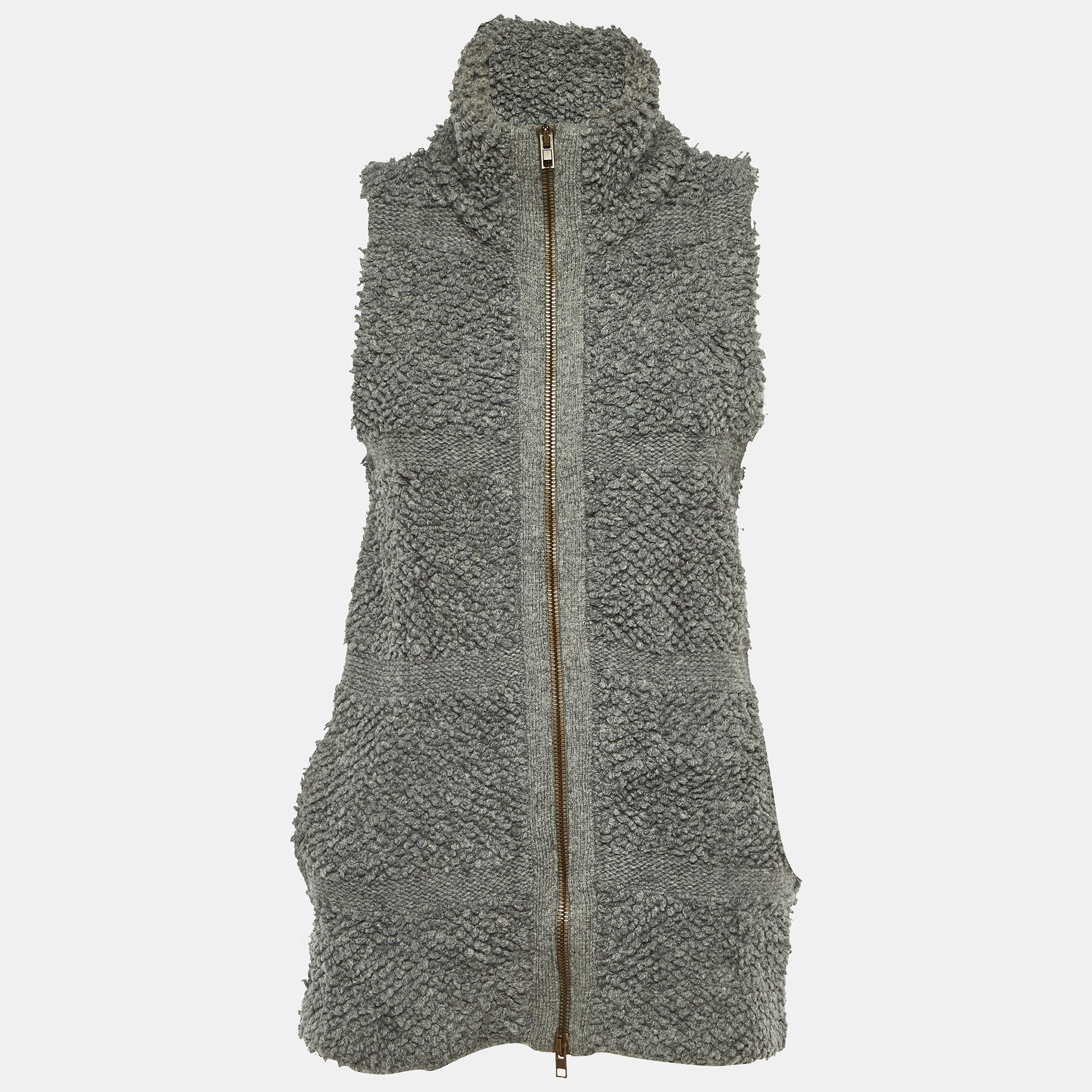 

Stella McCartney Grey Wool Knit Sleeveless Jacket S