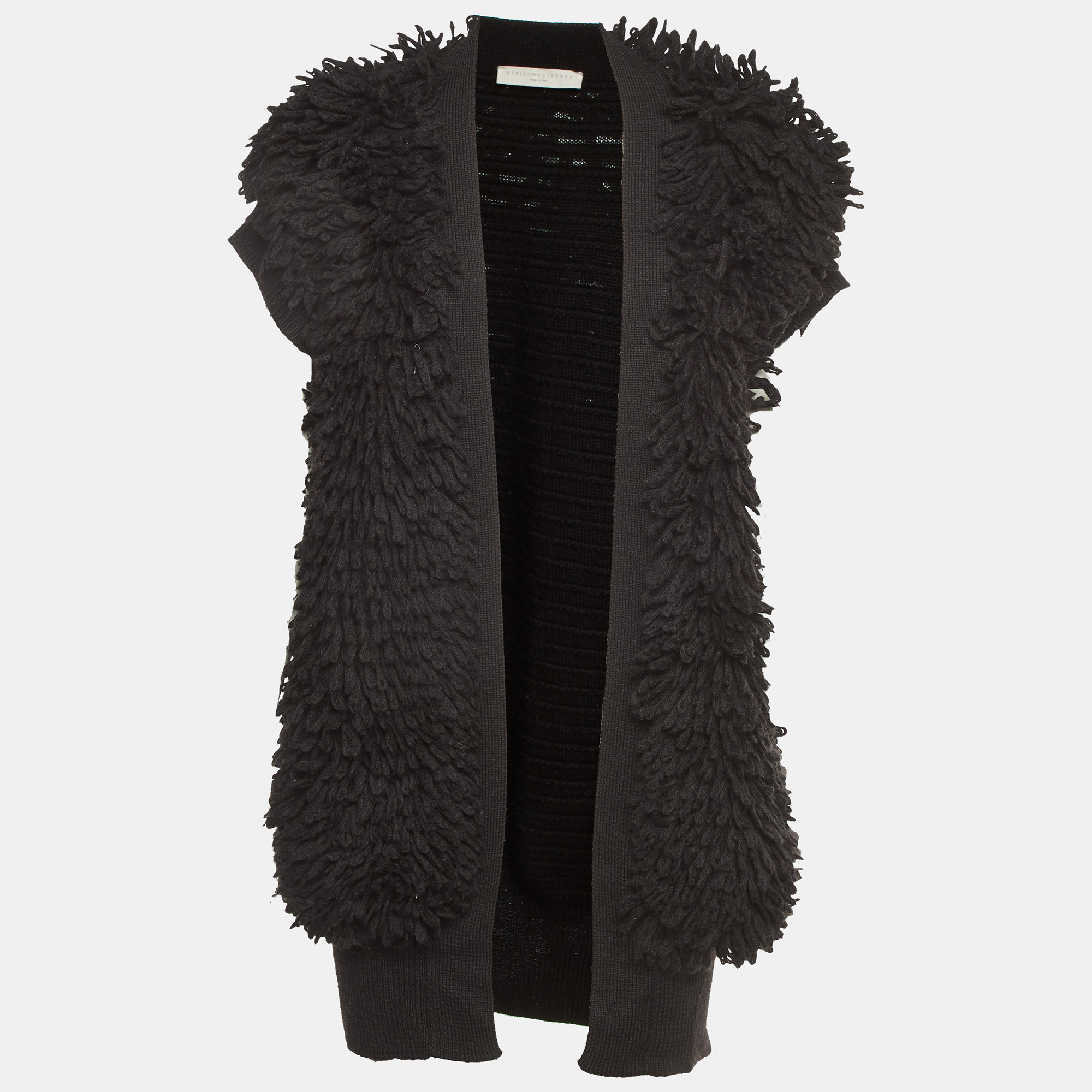

Stella McCartney Black Wool Fringed Sleeveless Cardigan M