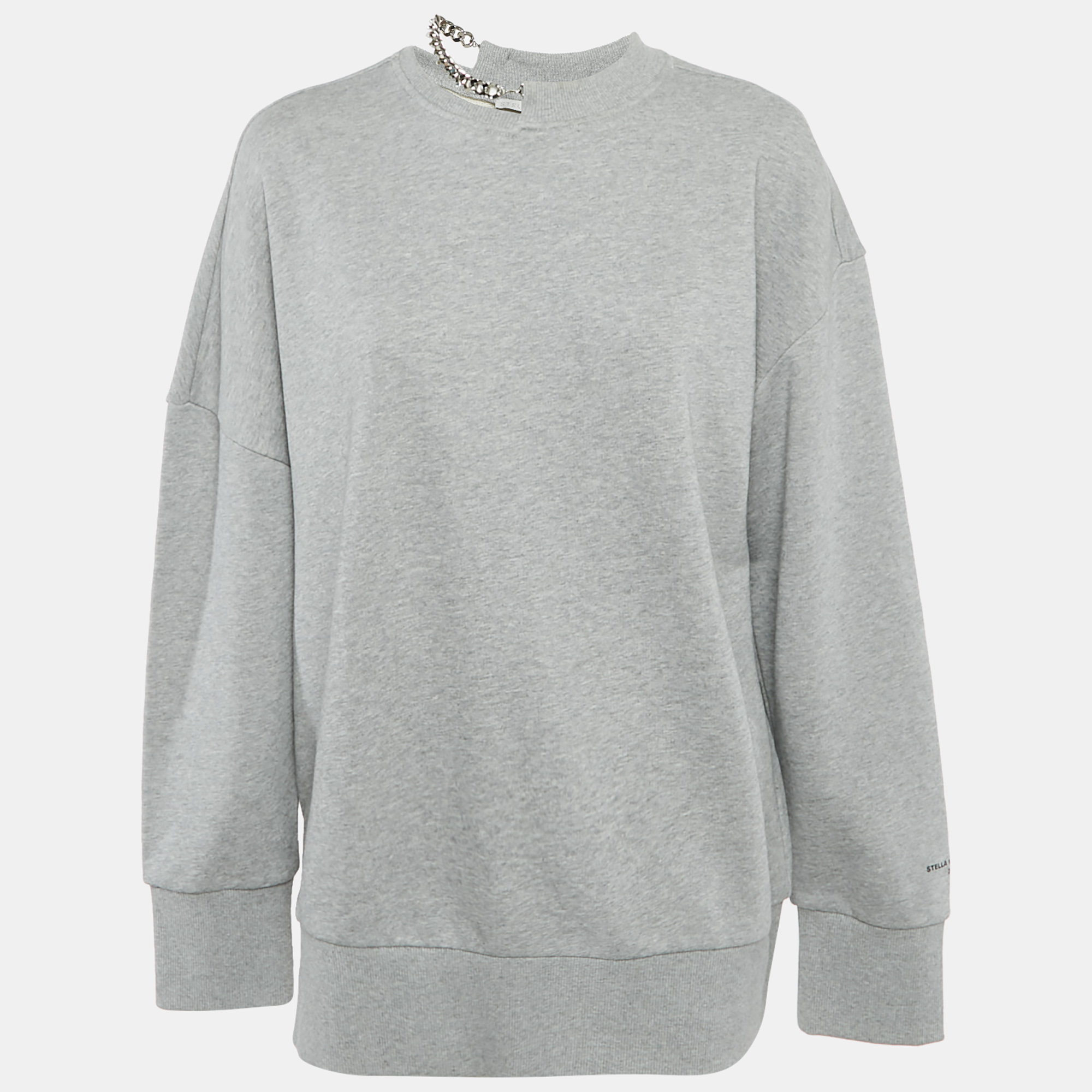 Pre-owned Stella Mccartney Grey Cotton Chain Detail Sweatshirt M In Gray