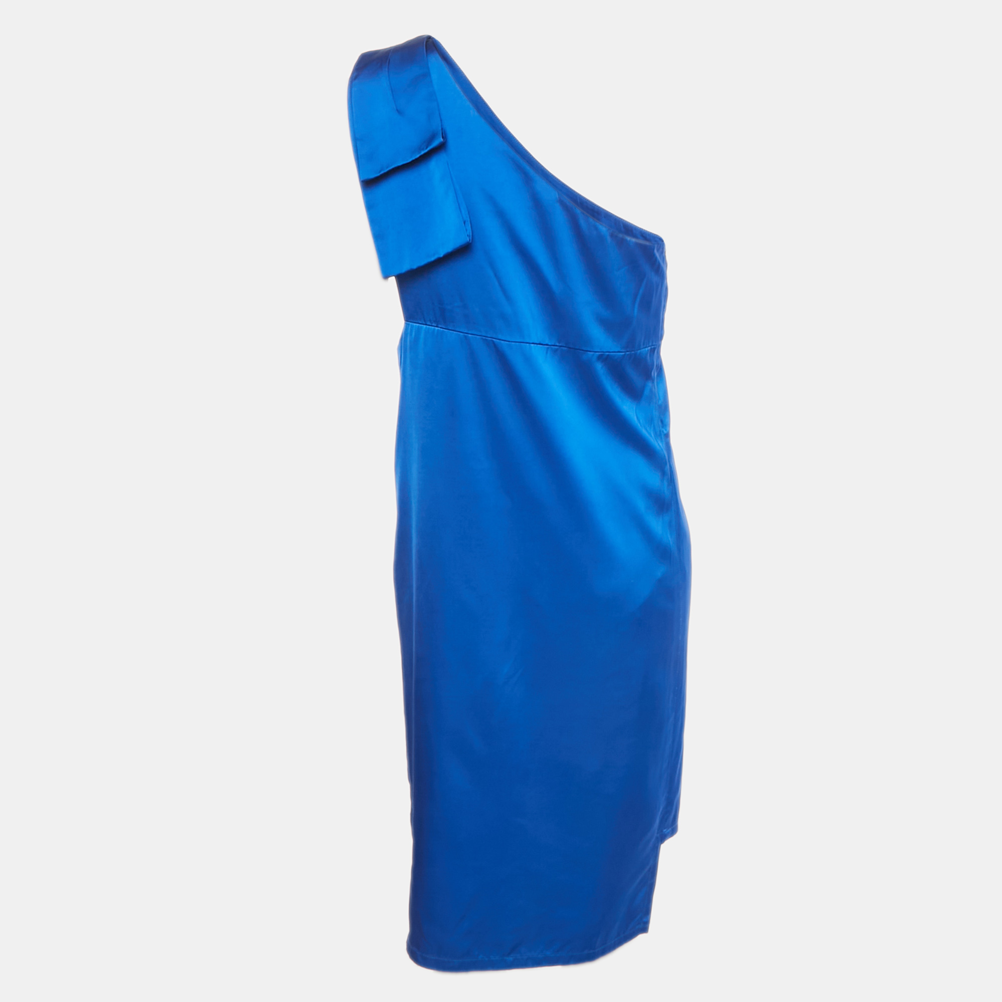 

Stella McCartney Blue Satin One Shoulder Mini Dress M