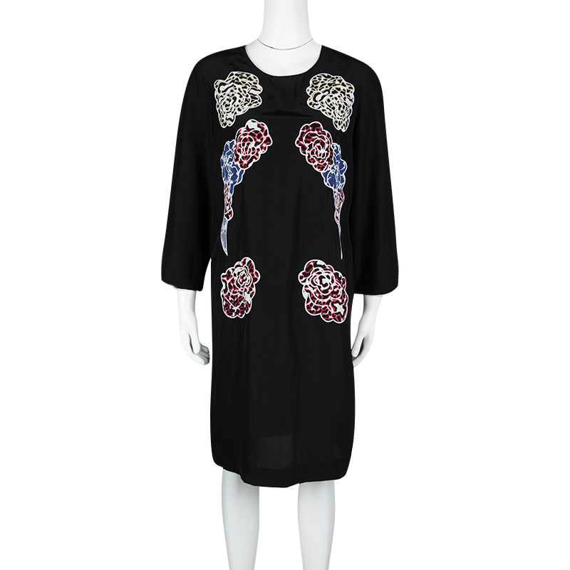 

Stella McCartney Black Silk Cloud Print Embroidered Dress