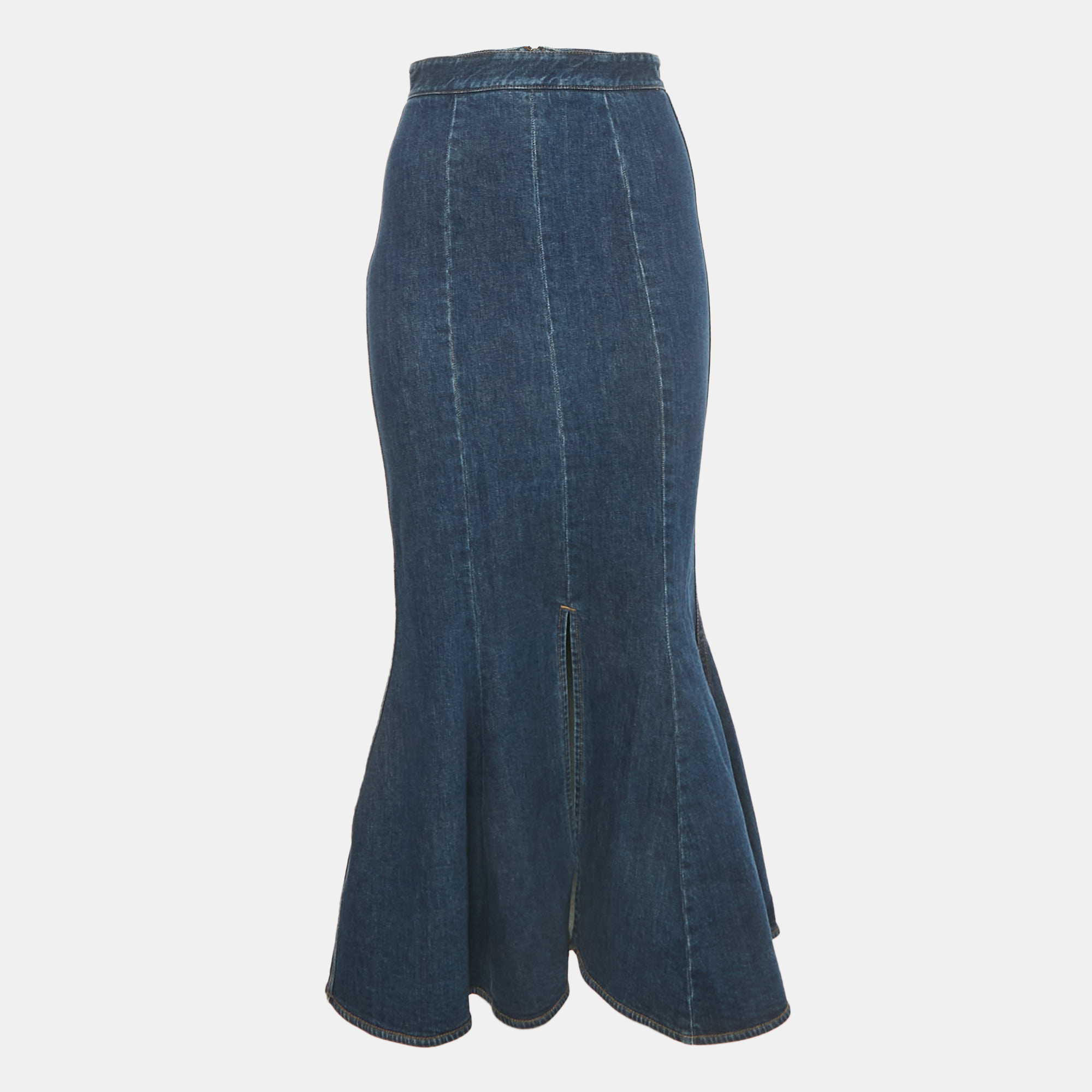 Pre-owned Stella Mccartney Blue Denim Flared Maxi Skirt S