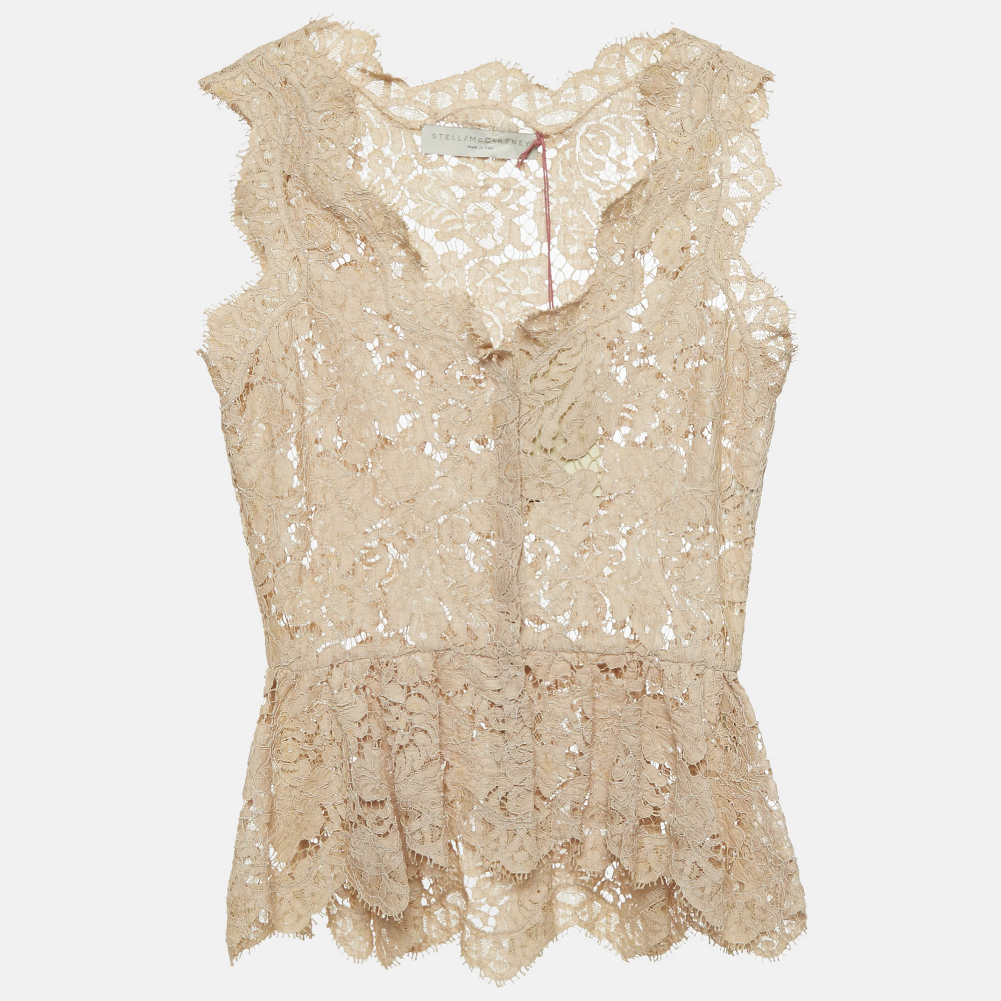 

Stella McCartney Beige Lace Sleeveless Top XS