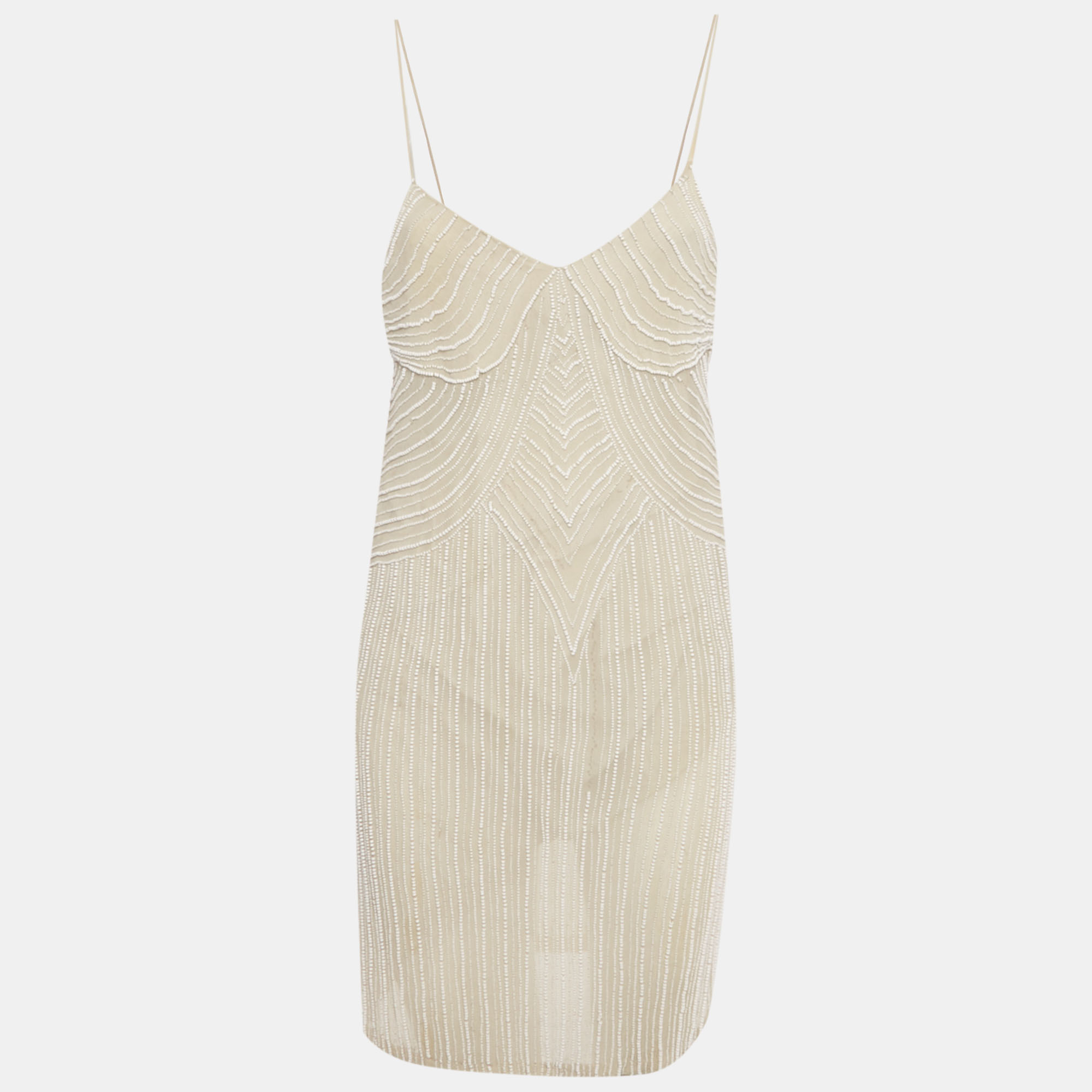 

Stella McCartney Beige Silk Chiffon beaded Mini Dress S