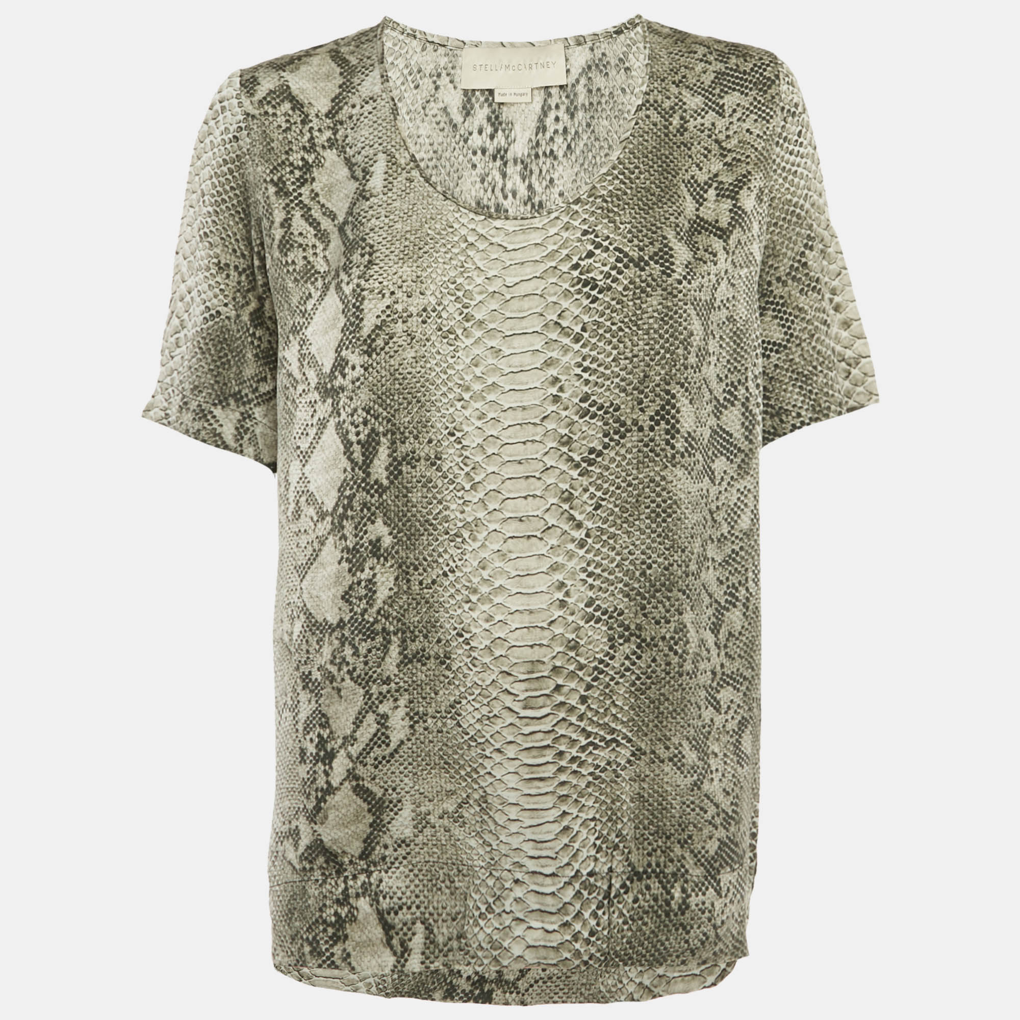 

Stella McCartney Grey Snakeskin Print Satin Blouse M