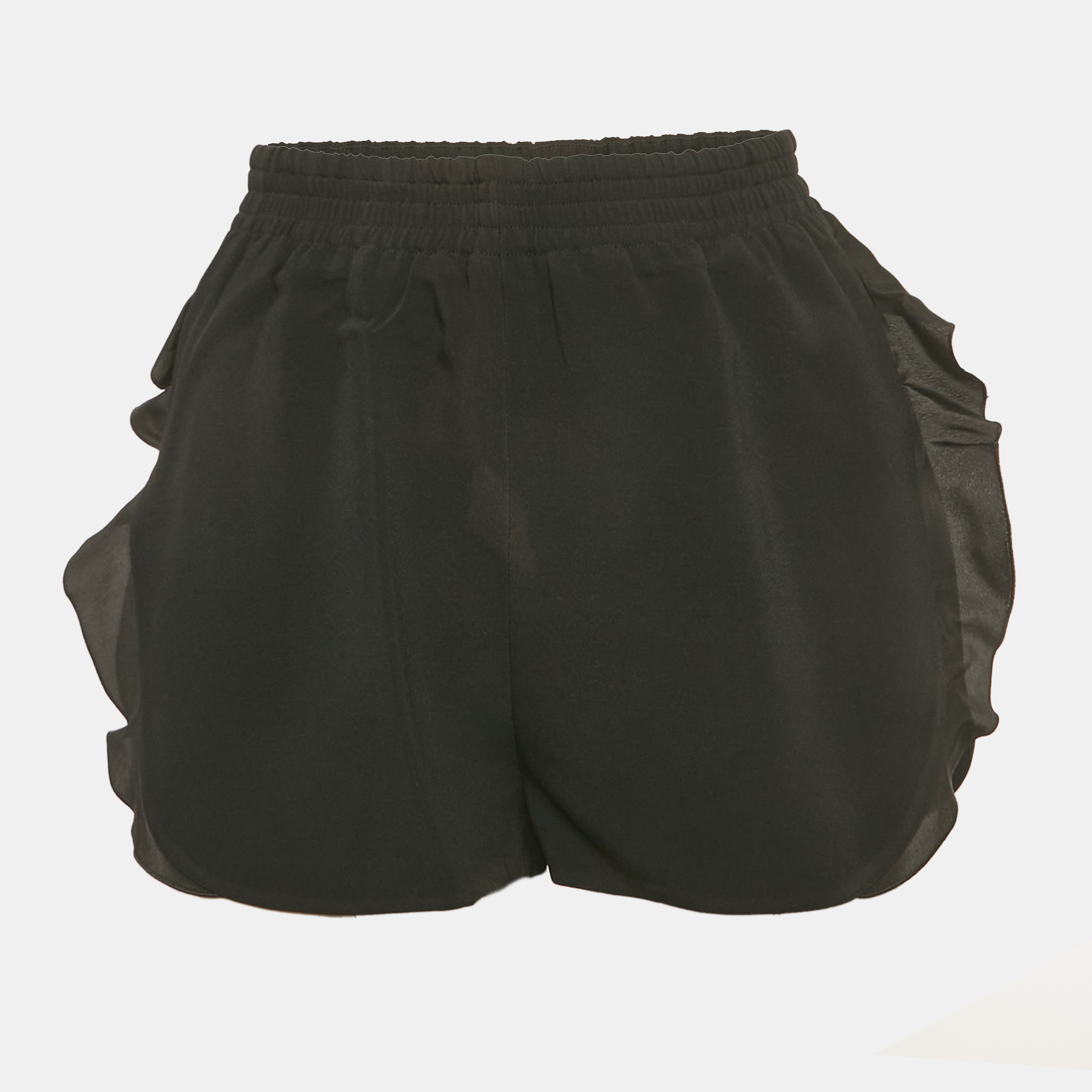 Pre-owned Stella Mccartney Black Crepe Ruffled Shorts S