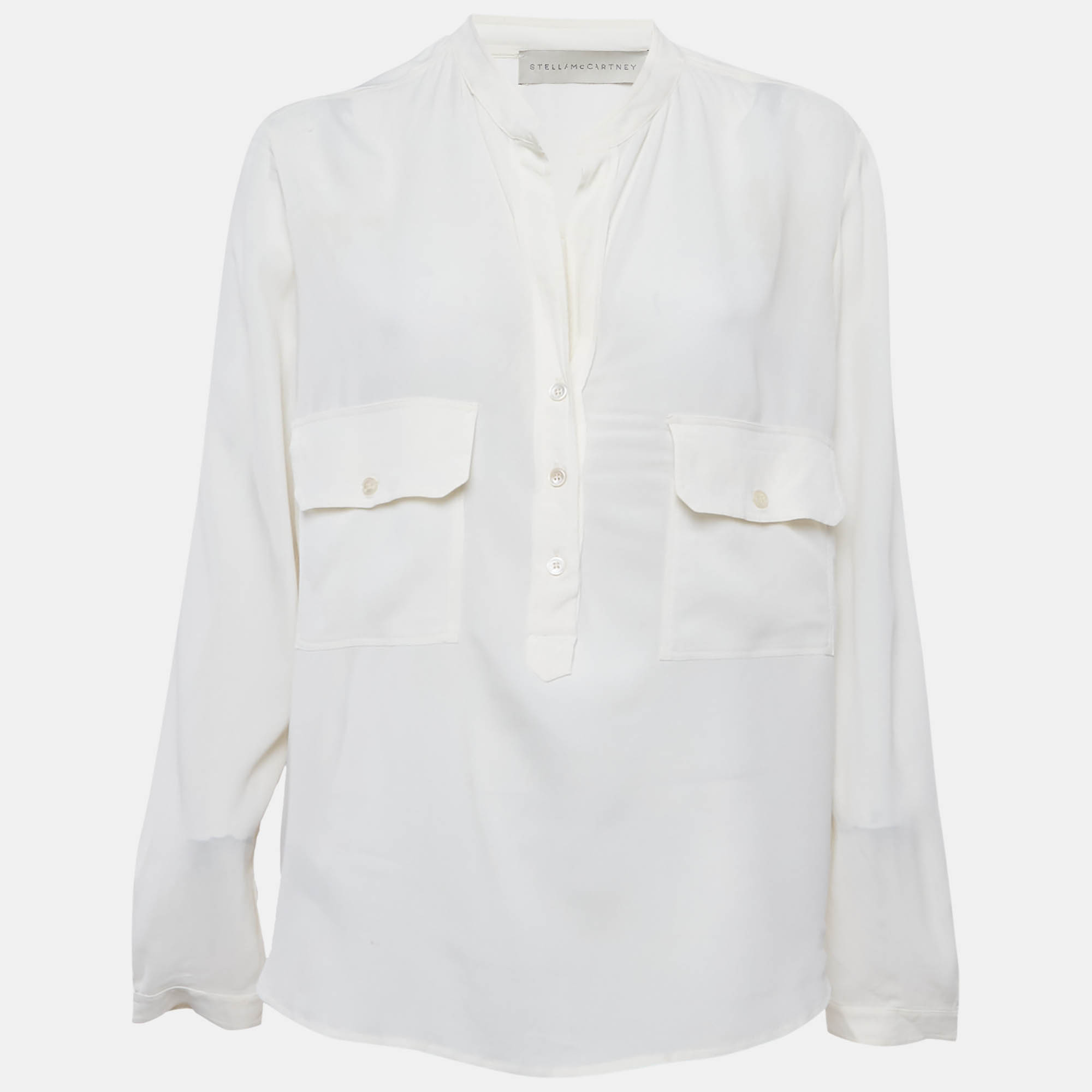 Click to view more detailed imagery on our partner's website Pre-owned Stella Mccartney Off-white Crepe Button Down Blouse M