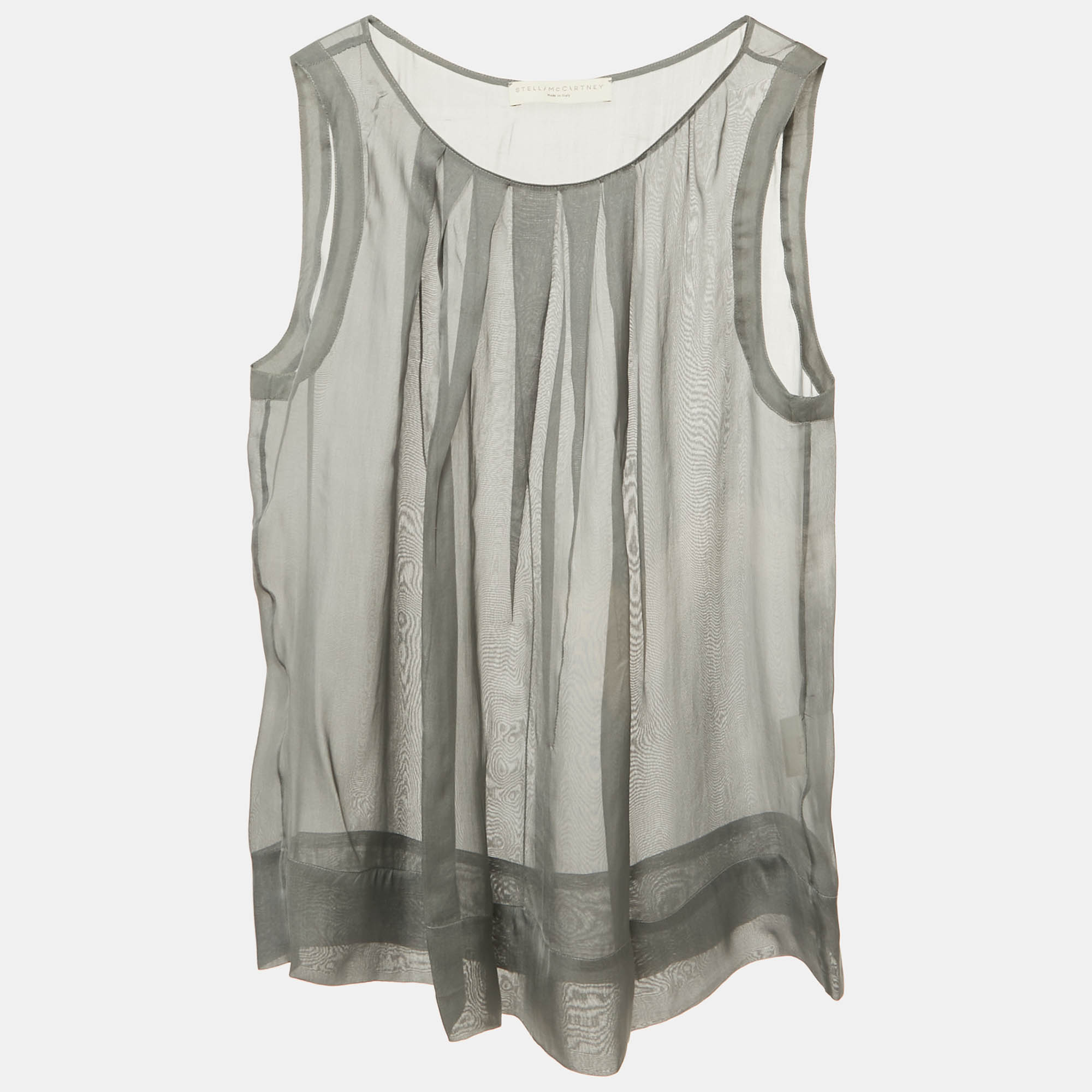 Click to view more detailed imagery on our partner's website Pre-owned Stella Mccartney Grey Silk Sheer Sleeveless Top M In Gray
