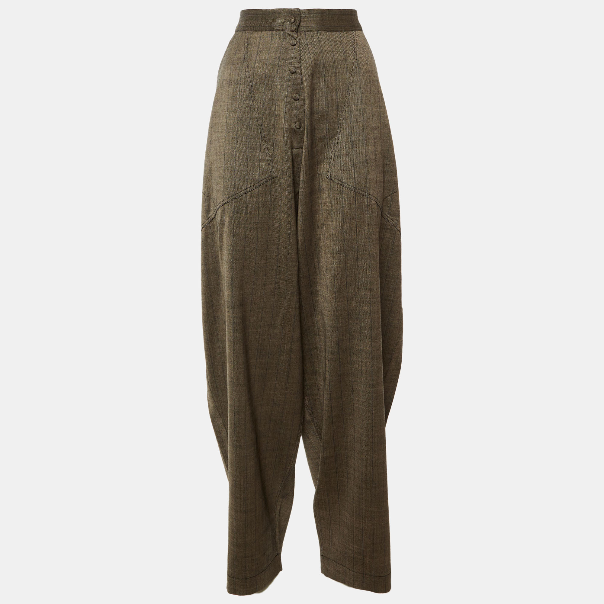 

Stella McCartney Brown Striped Wool Wide Leg Trousers M