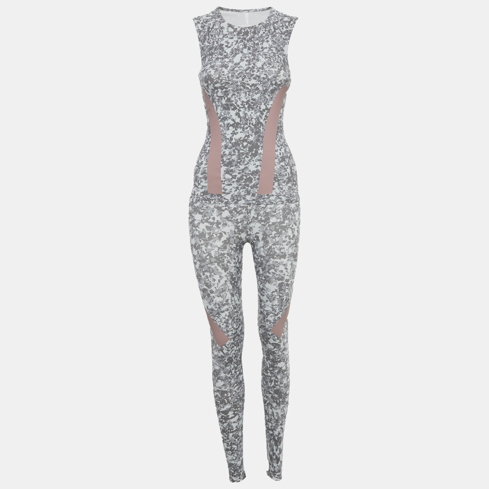 

Stella McCartney x Adidas Grey Printed Jersey Tank Top & Leggings  (Active Wear
