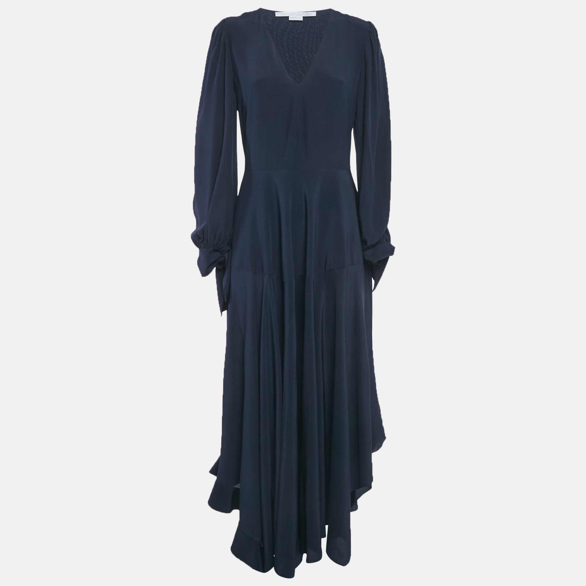 

Stella McCartney Navy Blue Silk Puff Sleeve Maxi Dress S