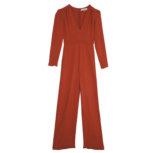 Pre Owned Stella McCartney Orange V-neck Jumpsuit S