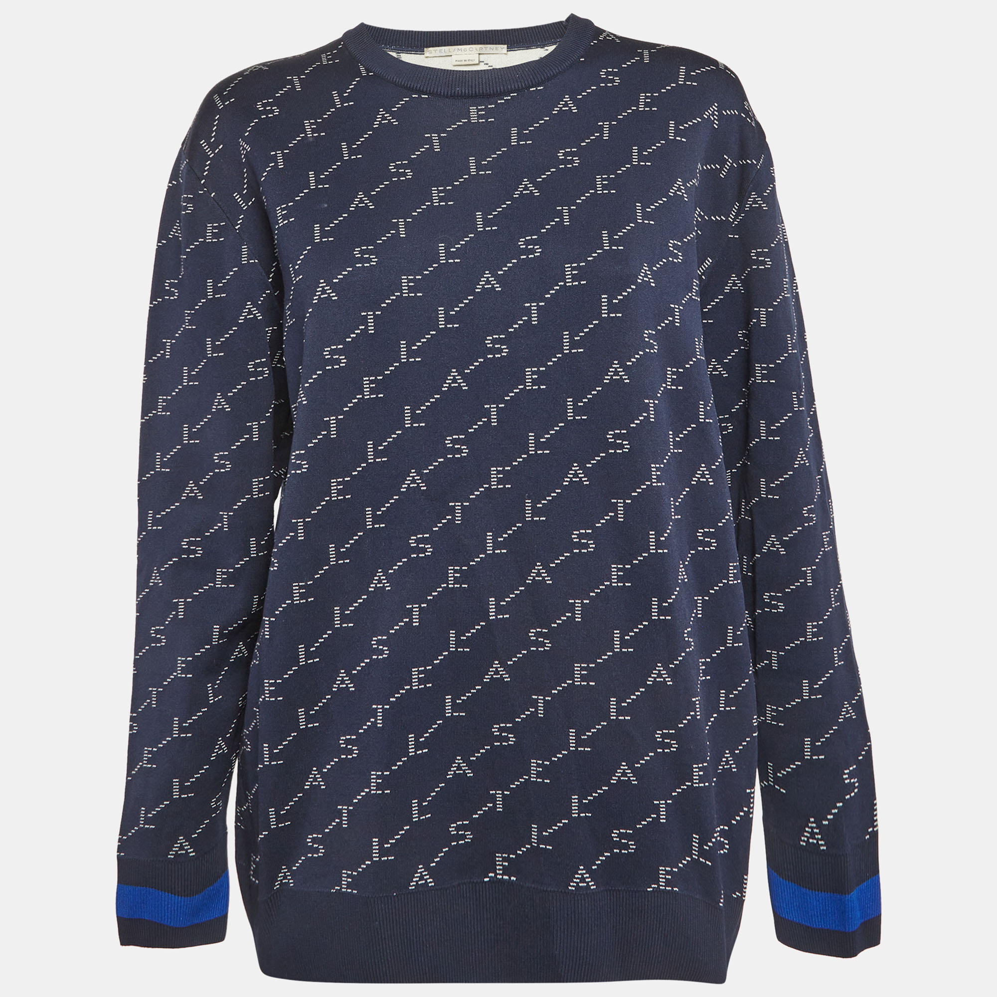Pre-owned Stella Mccartney Blue Jacquard Knit Sweatshirt S