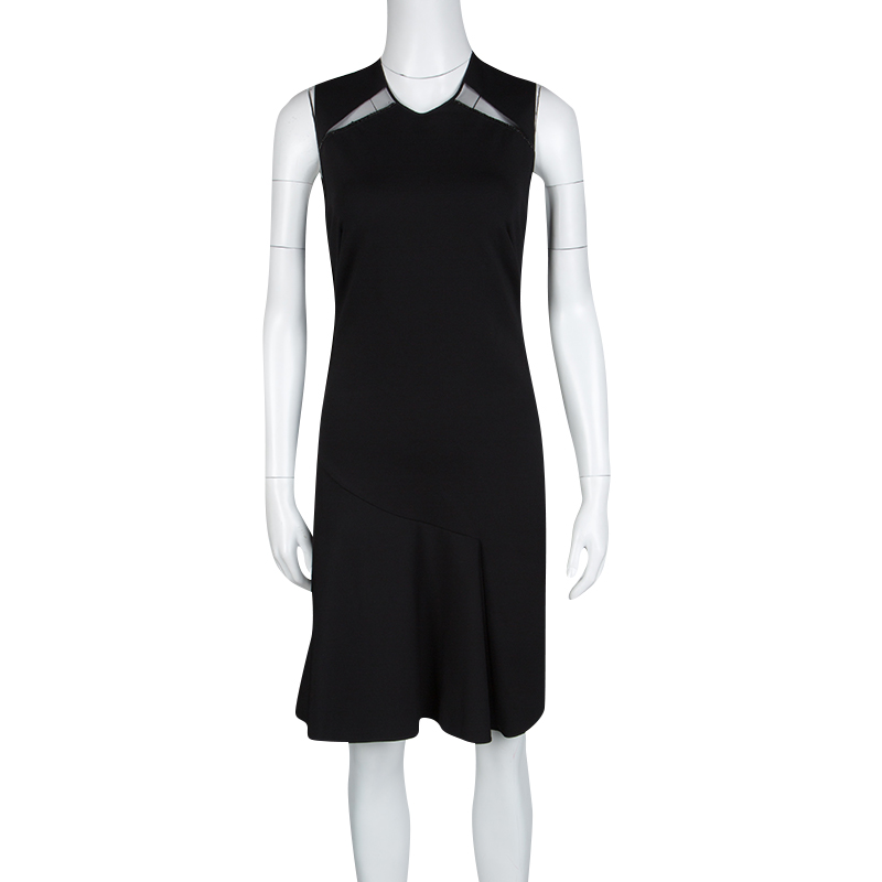 

Stella McCartney Black Knit Mesh Insert Sleeveless Fit and Flare Dress