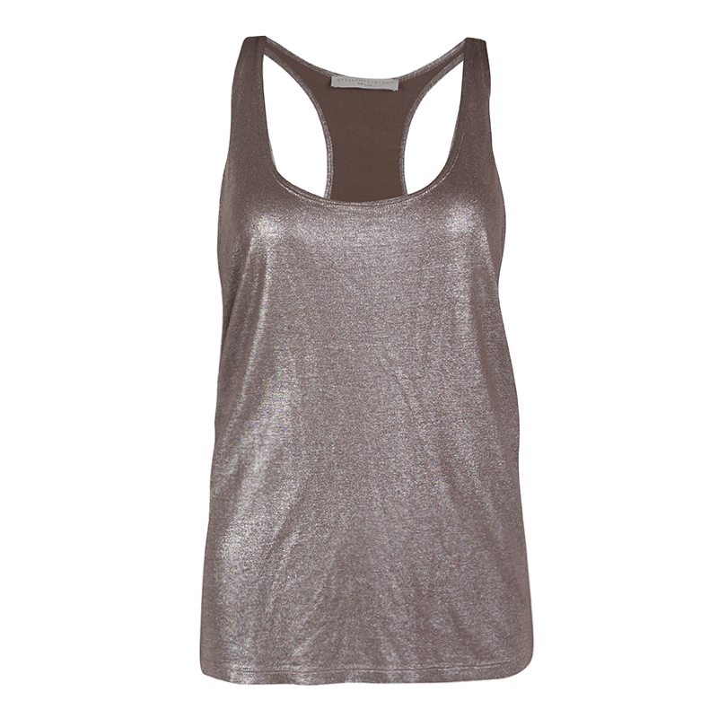 Pre Owned Stella McCartney Metallic Racer Back Tank Top S