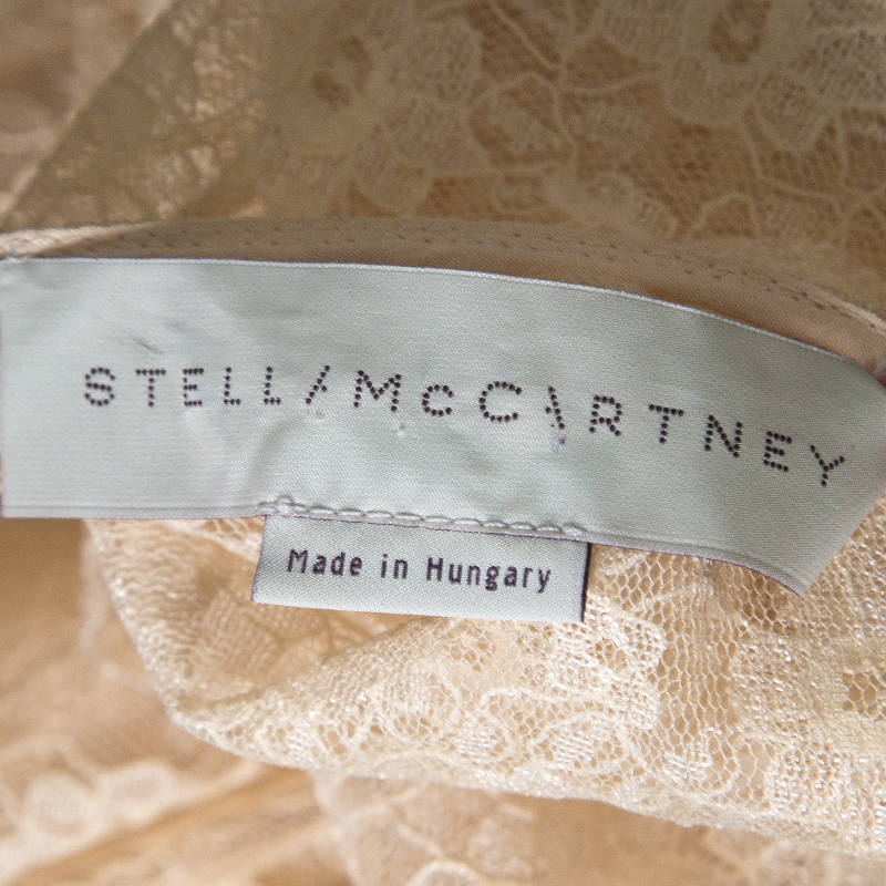 Pre-owned Stella Mccartney Beige Jasper Rosebud Sheer Lace Top M