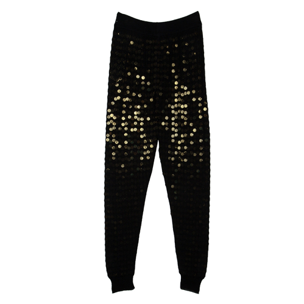 Pre Owned Stella McCartney Metallic Sequined Meshjersey Pants M
