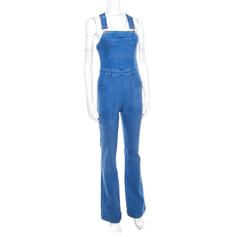 

Stella McCartney Indigo Light Washed Wide Leg Denim Overalls, Blue
