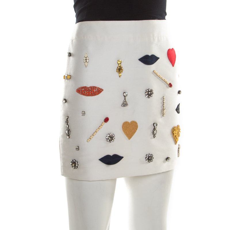 

Stella McCartney White Embellished Applique Detail Rex Mini Skirt