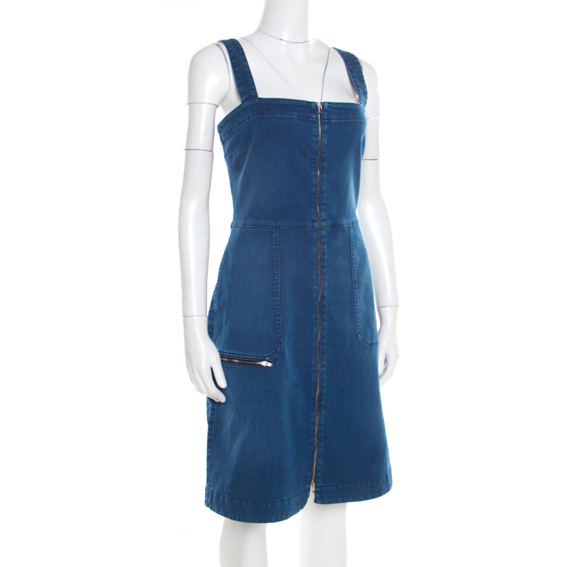 

Stella McCartney Indigo Denim Zip Front Sleeveless Dress, Blue