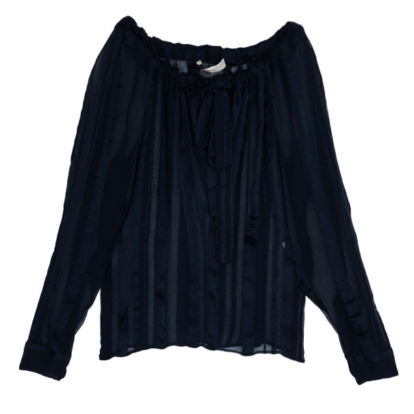 Pre Owned Stella McCartney Sheer Silk Drawstring Top S
