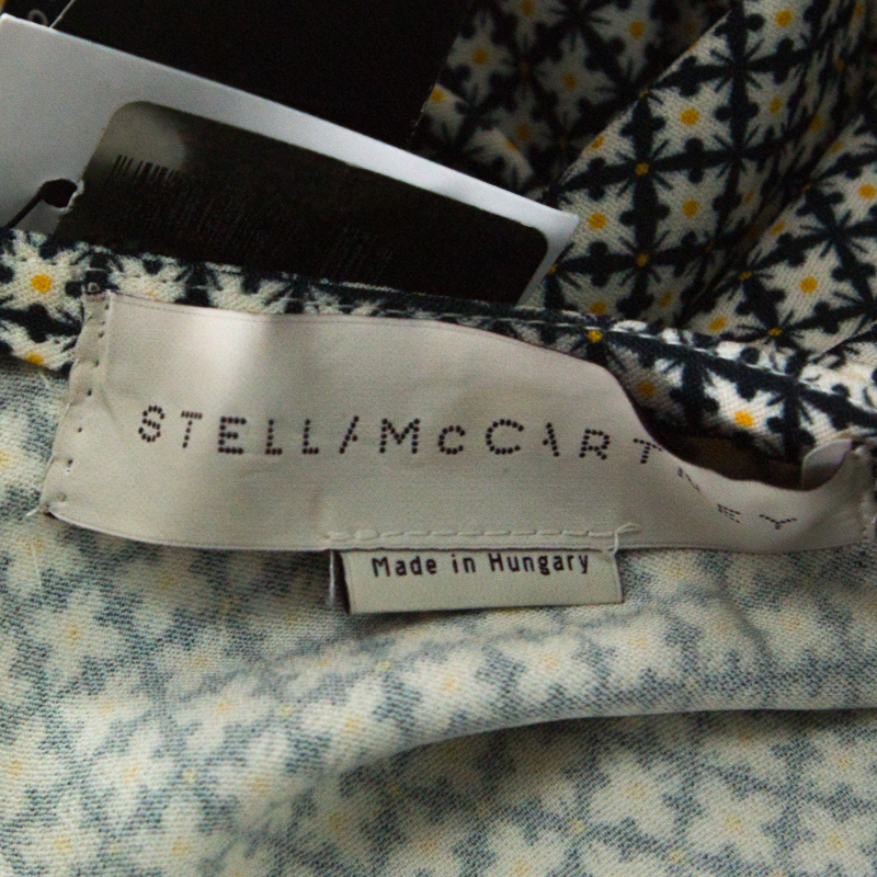 Pre-owned Stella Mccartney Black & Printed Bodice Crepe Wide-leg Short-sleeve Jumpsuit M