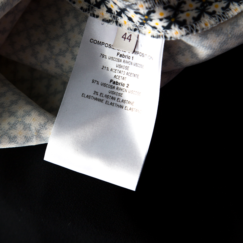 Pre-owned Stella Mccartney Black & Printed Bodice Crepe Wide-leg Short-sleeve Jumpsuit M