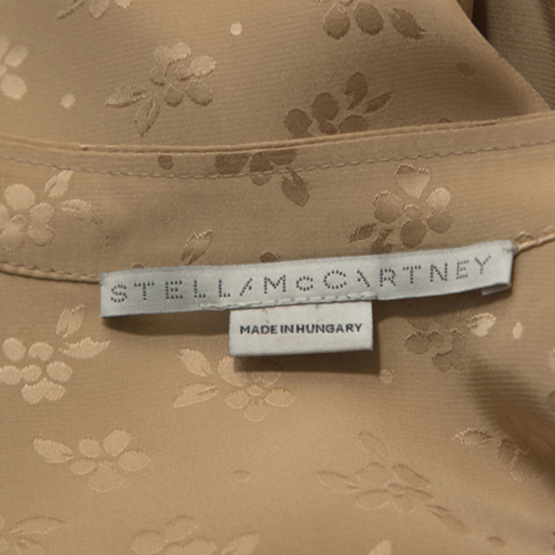 Pre-owned Stella Mccartney Beige Jacquard Button Front Mandarin Collar Shirt S